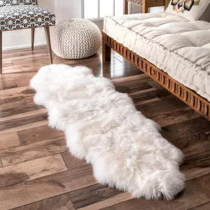 Nuloom Alexa Double Natural Soft Sheepskin Wool Shag Rug - 1'10 x 5'7