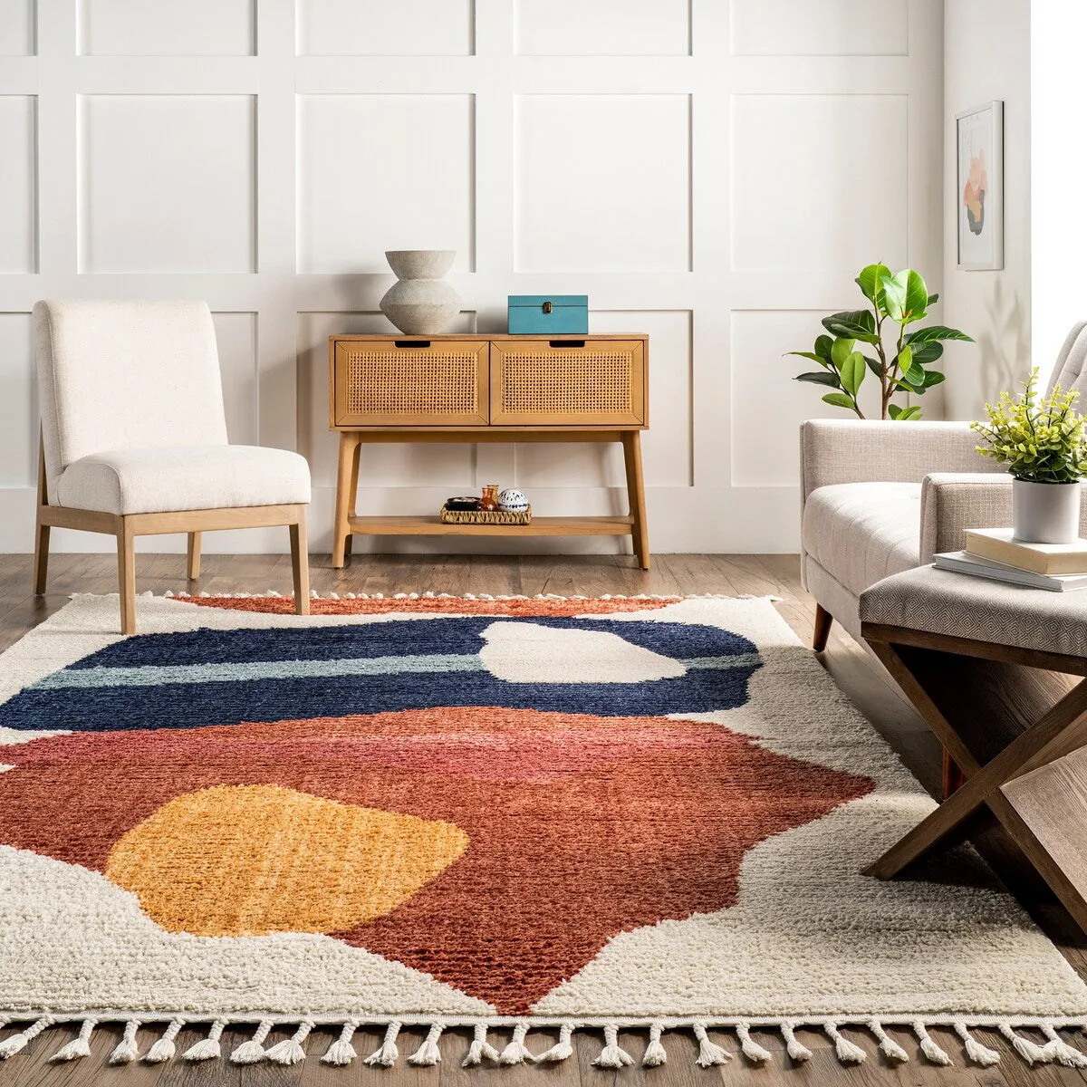 Nuloom Ashton Shaggy Contemporary Abstract Tassel Area Rug