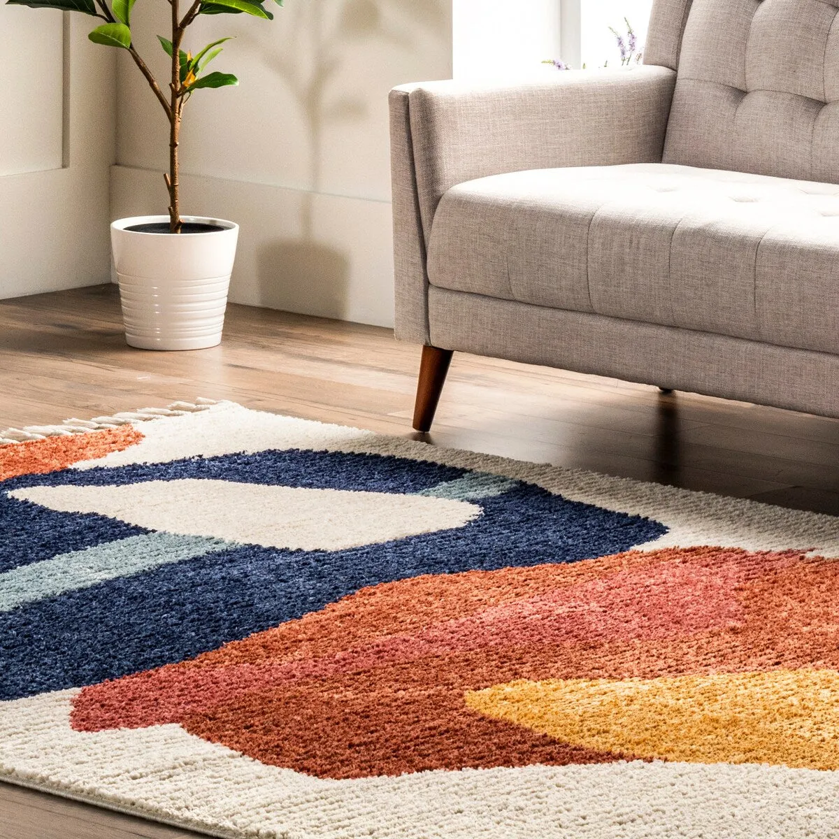 Nuloom Ashton Shaggy Contemporary Abstract Tassel Area Rug