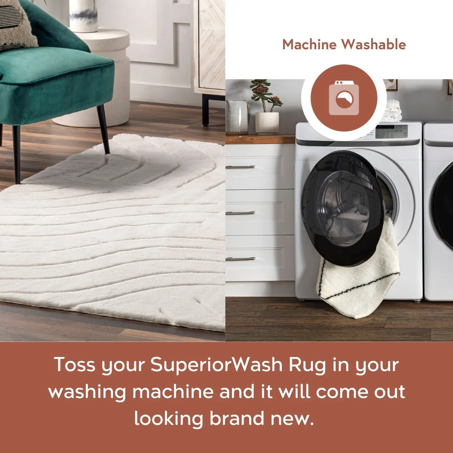 Nuloom Camari SuperiorWash Contemorary Faux Rabbit Machine Washable Area Rug