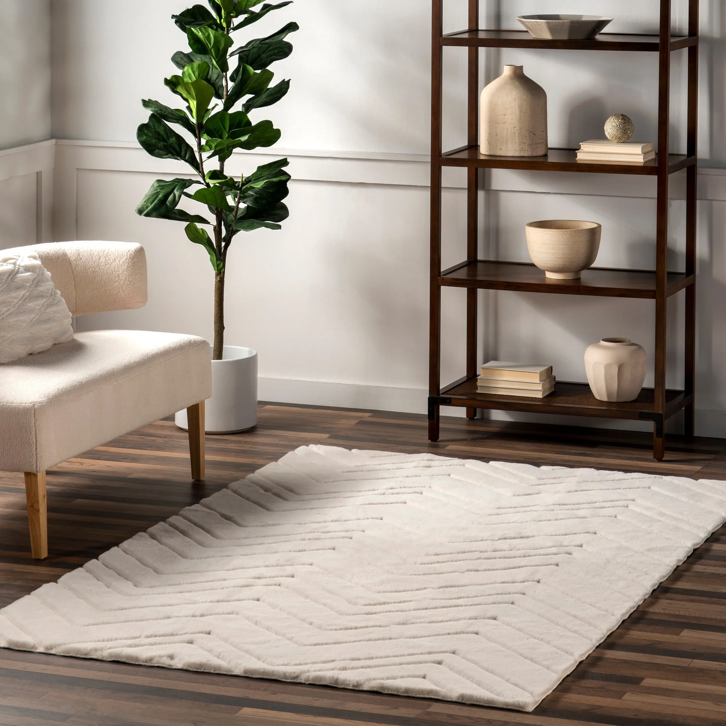 Nuloom Chevron SuperiorWash Faux Rabbit Machine Washable Area Rug