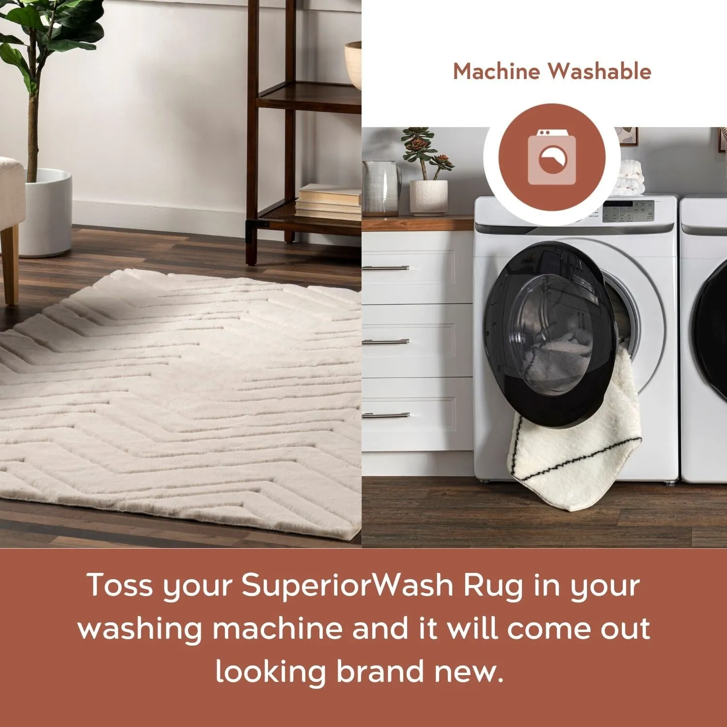 Nuloom Chevron SuperiorWash Faux Rabbit Machine Washable Area Rug