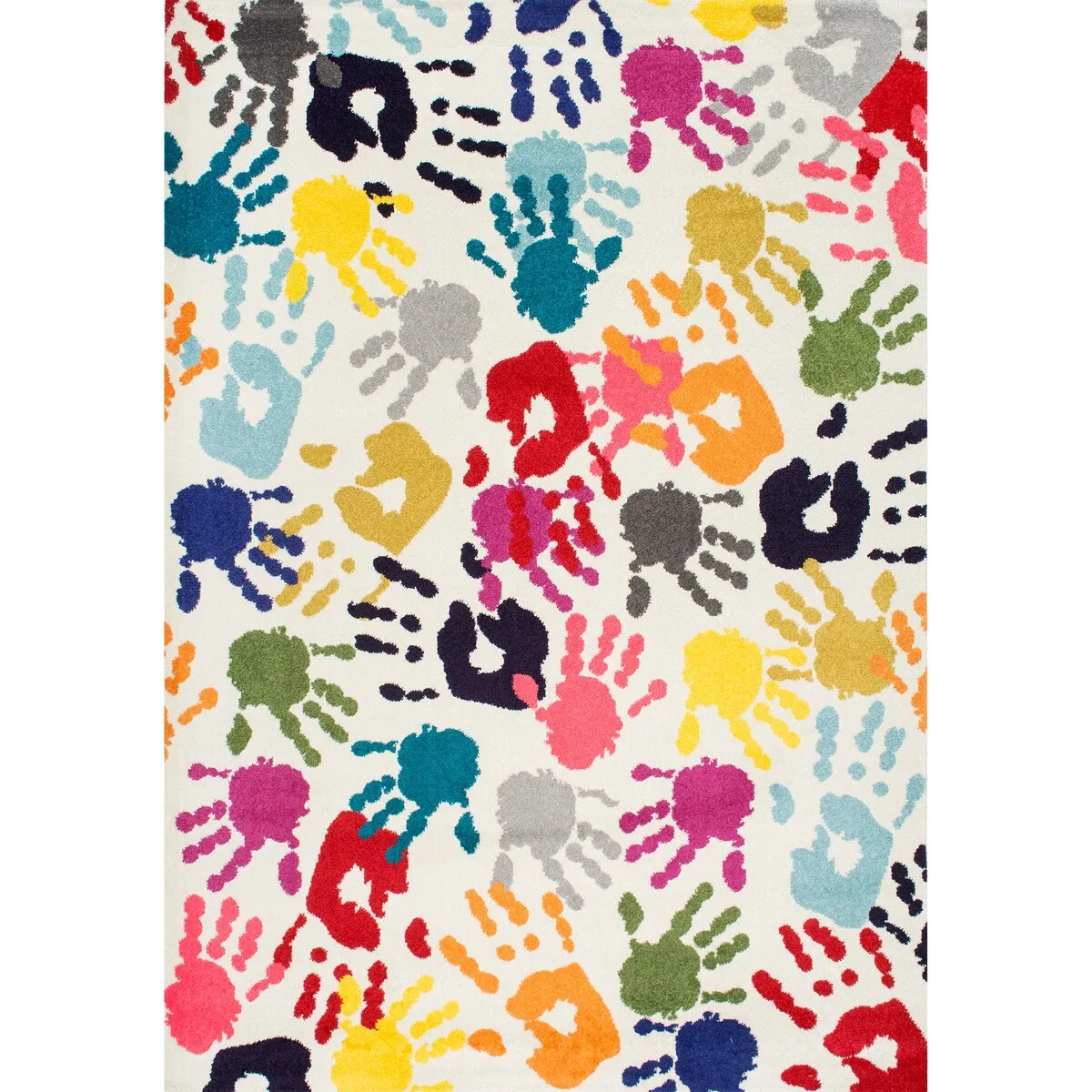 Nuloom Contemporary Handprint Collage Multi Kids Area Rug