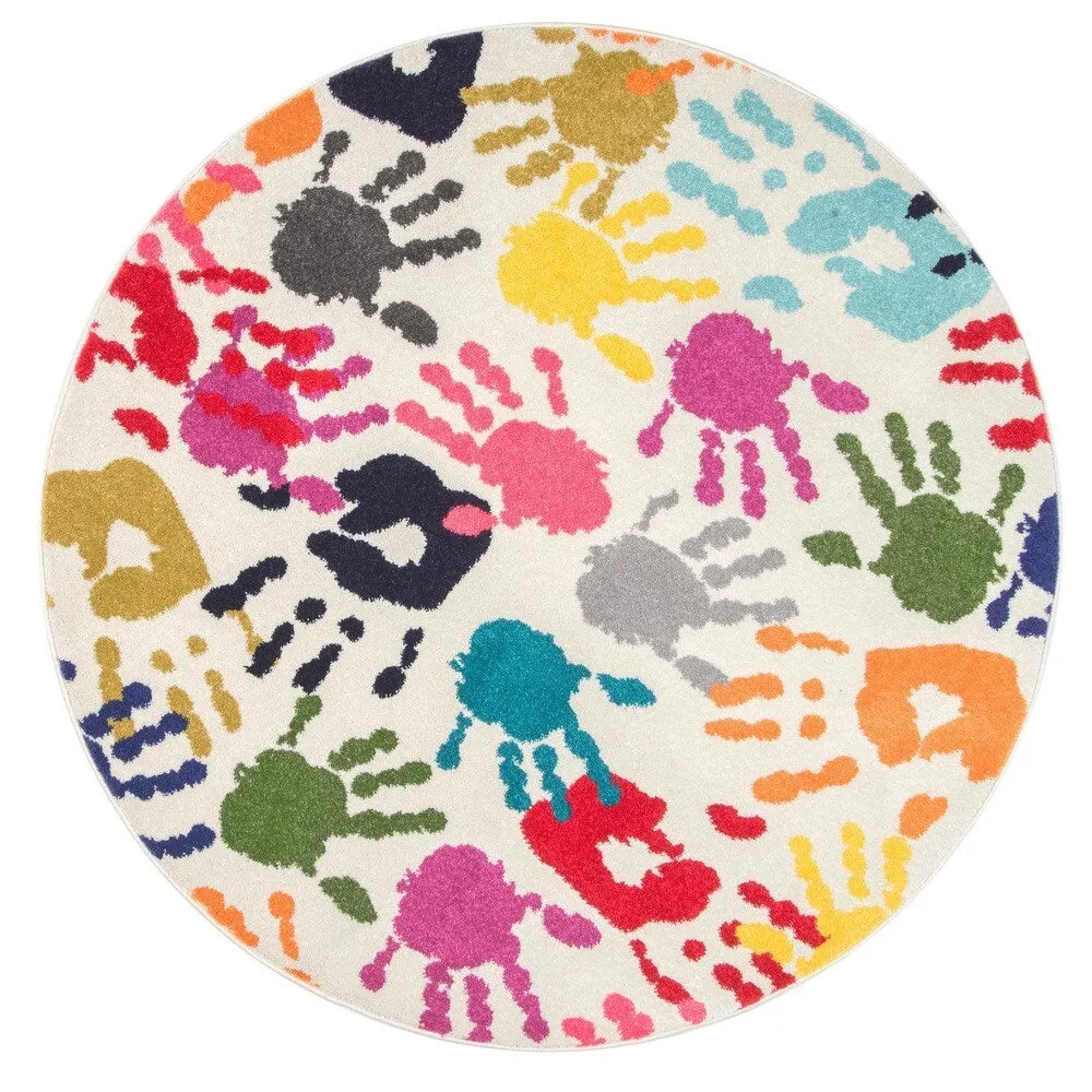Nuloom Contemporary Handprint Collage Multi Kids Area Rug