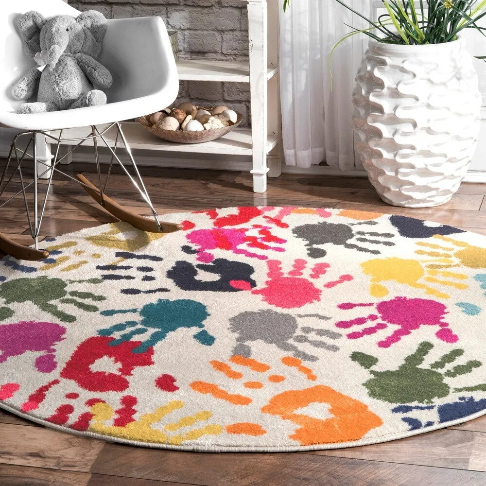 Nuloom Contemporary Handprint Collage Multi Kids Area Rug