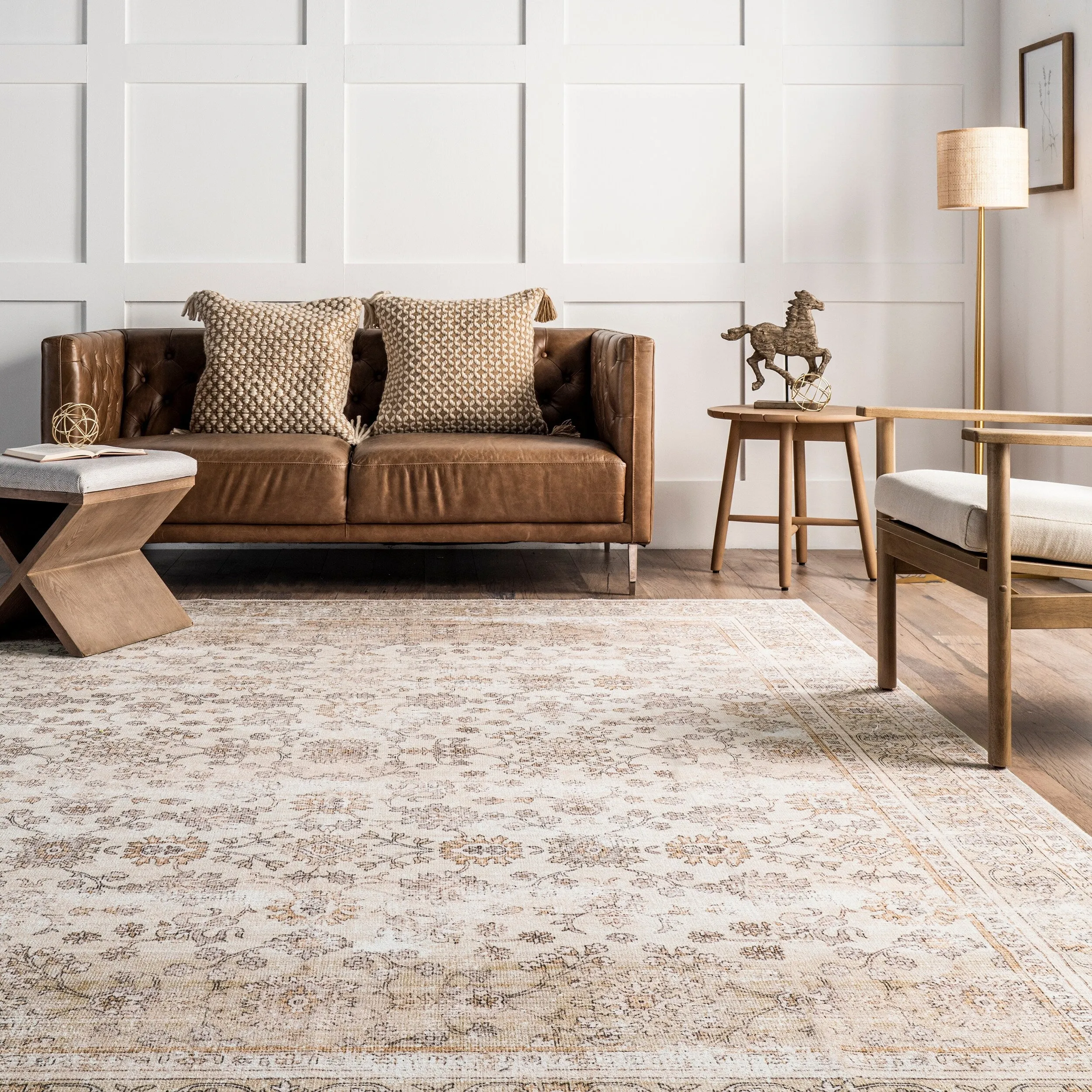 Nuloom Deadra SpinClean Vintage Floral Machine Washable Area Rug