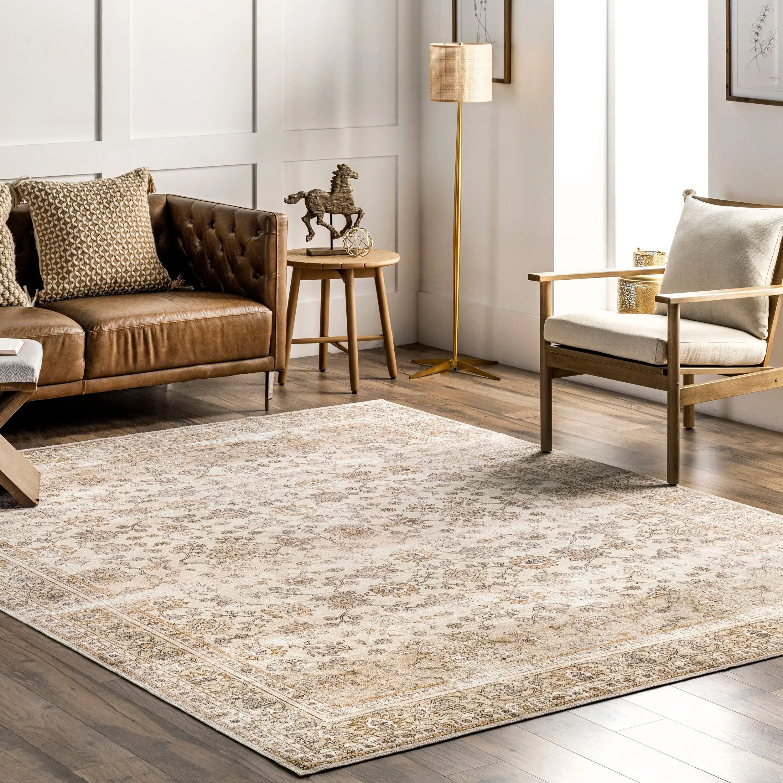 Nuloom Deadra SpinClean Vintage Floral Machine Washable Area Rug