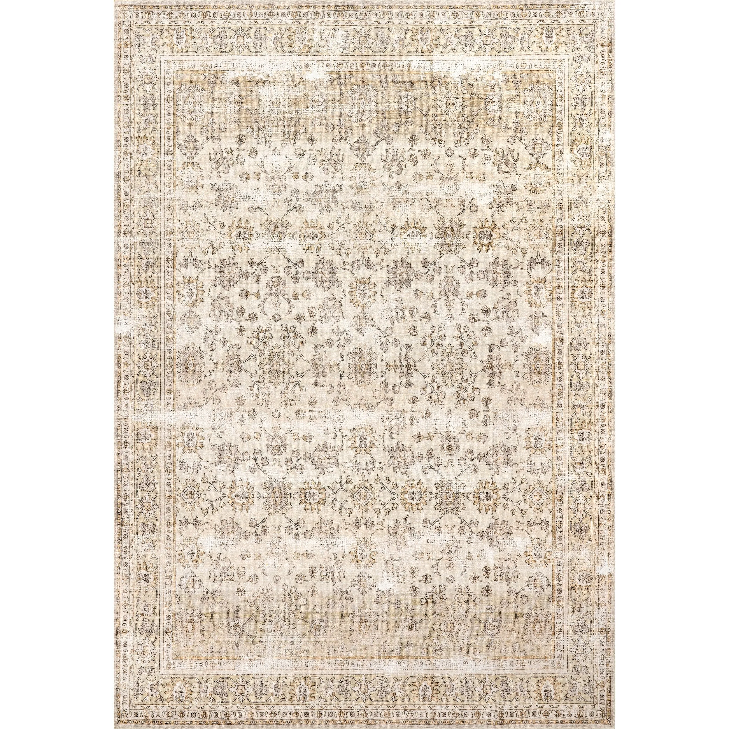 Nuloom Deadra SpinClean Vintage Floral Machine Washable Area Rug