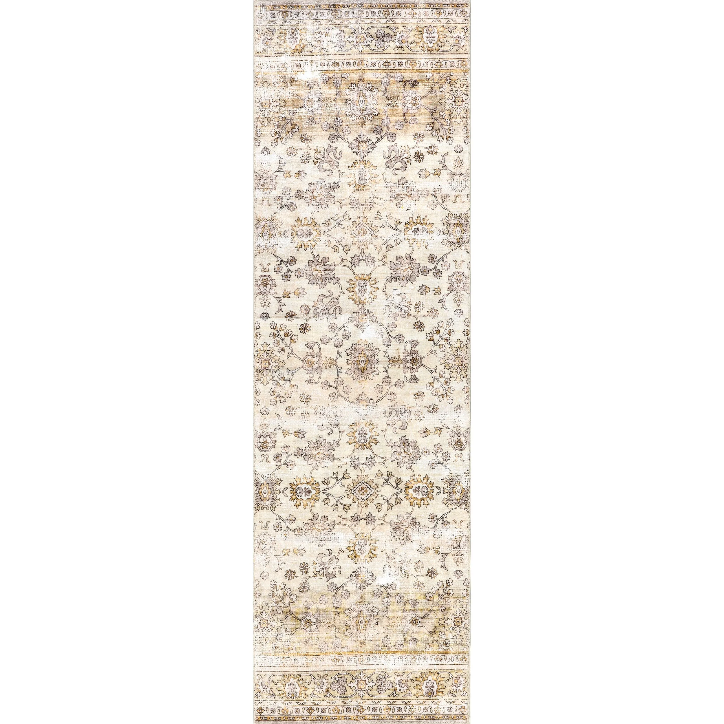 Nuloom Deadra SpinClean Vintage Floral Machine Washable Area Rug