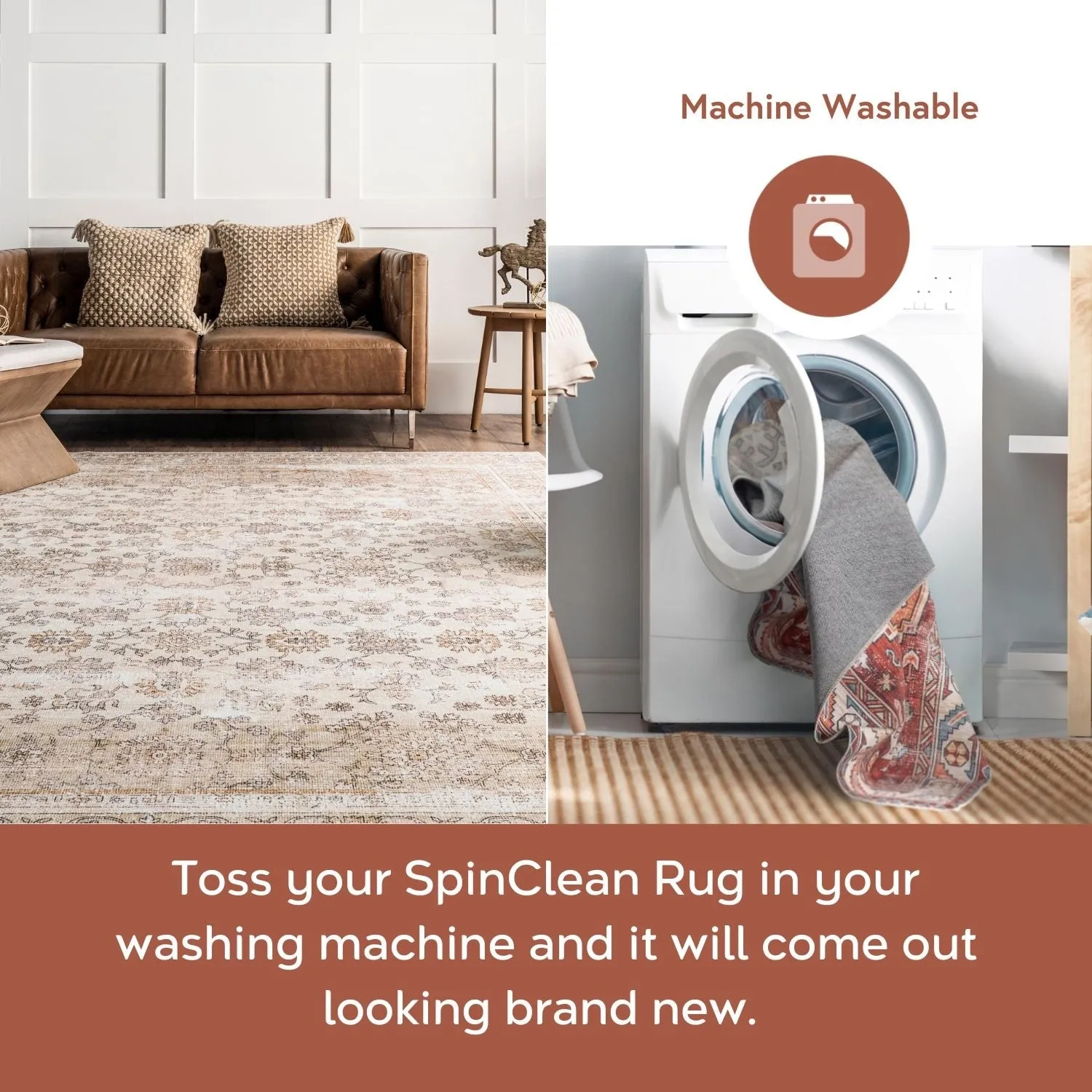 Nuloom Deadra SpinClean Vintage Floral Machine Washable Area Rug