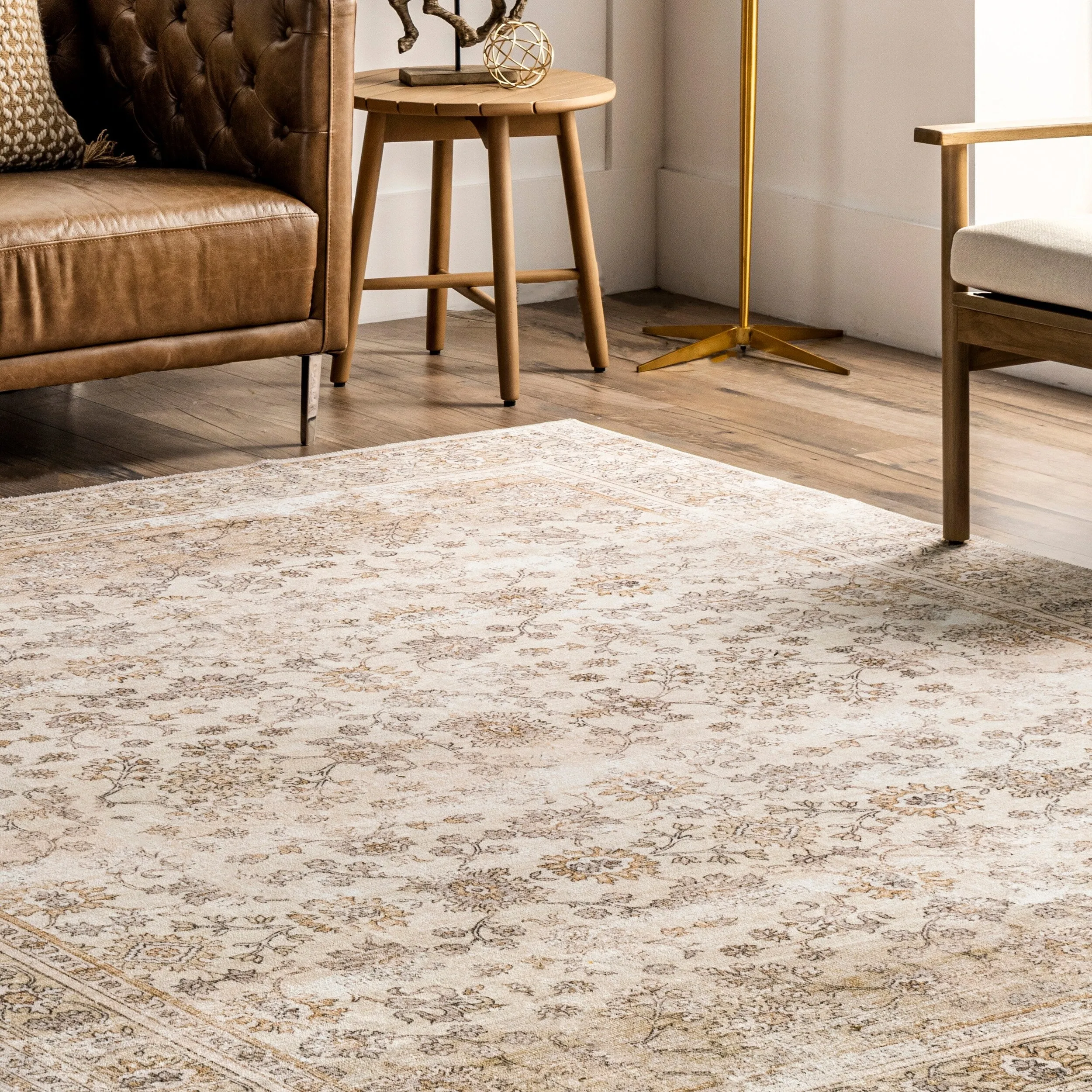Nuloom Deadra SpinClean Vintage Floral Machine Washable Area Rug