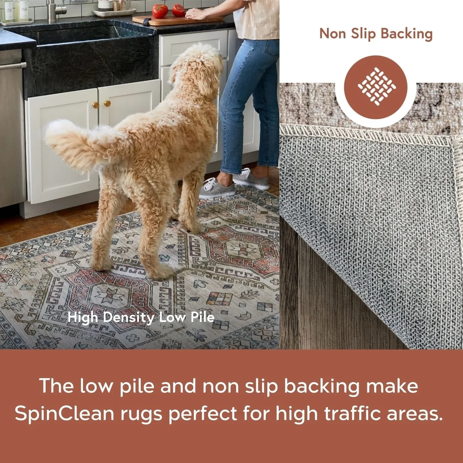 Nuloom Deadra SpinClean Vintage Floral Machine Washable Area Rug