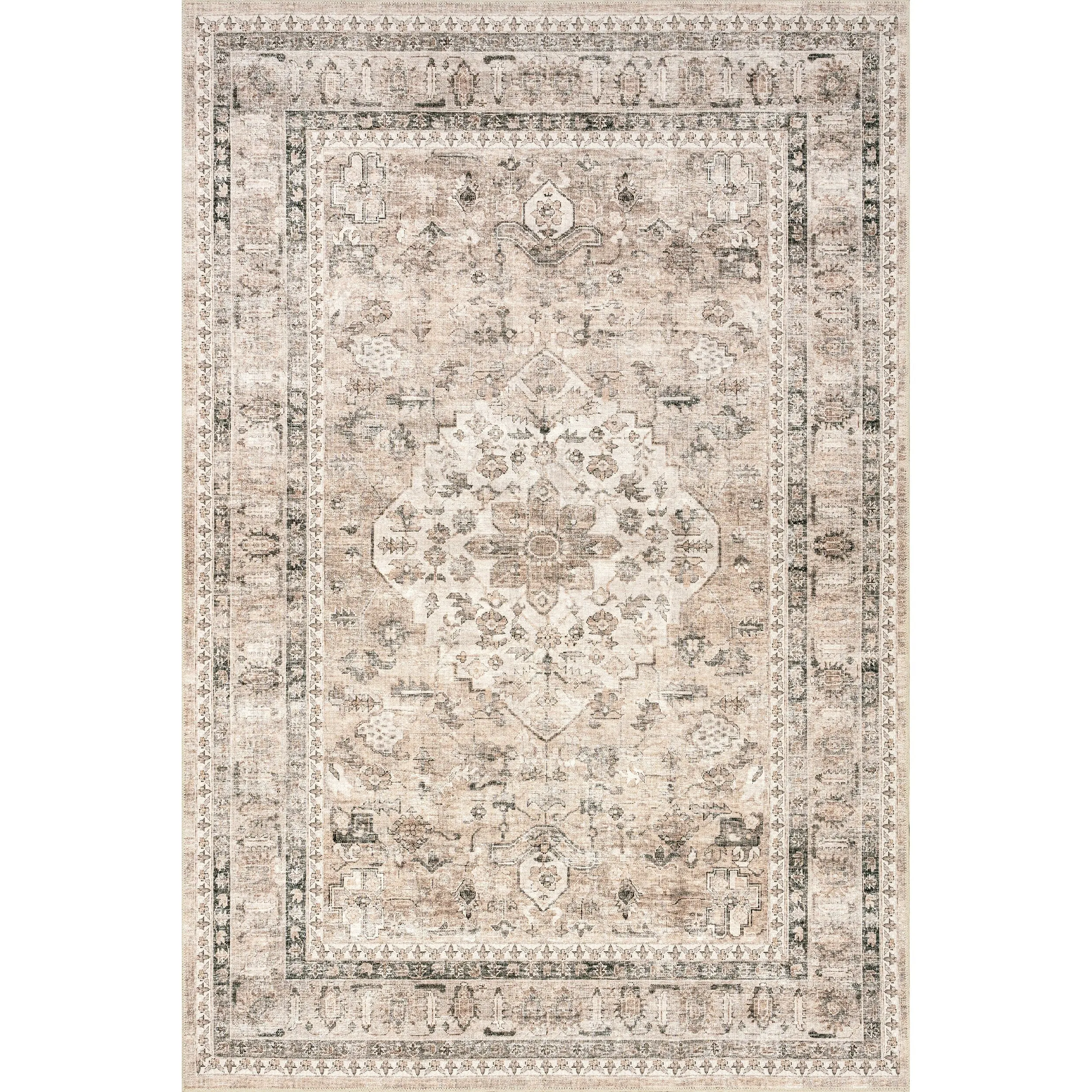 Nuloom Delisa Vintage Stain-Resistant Machine Washable Area Rug