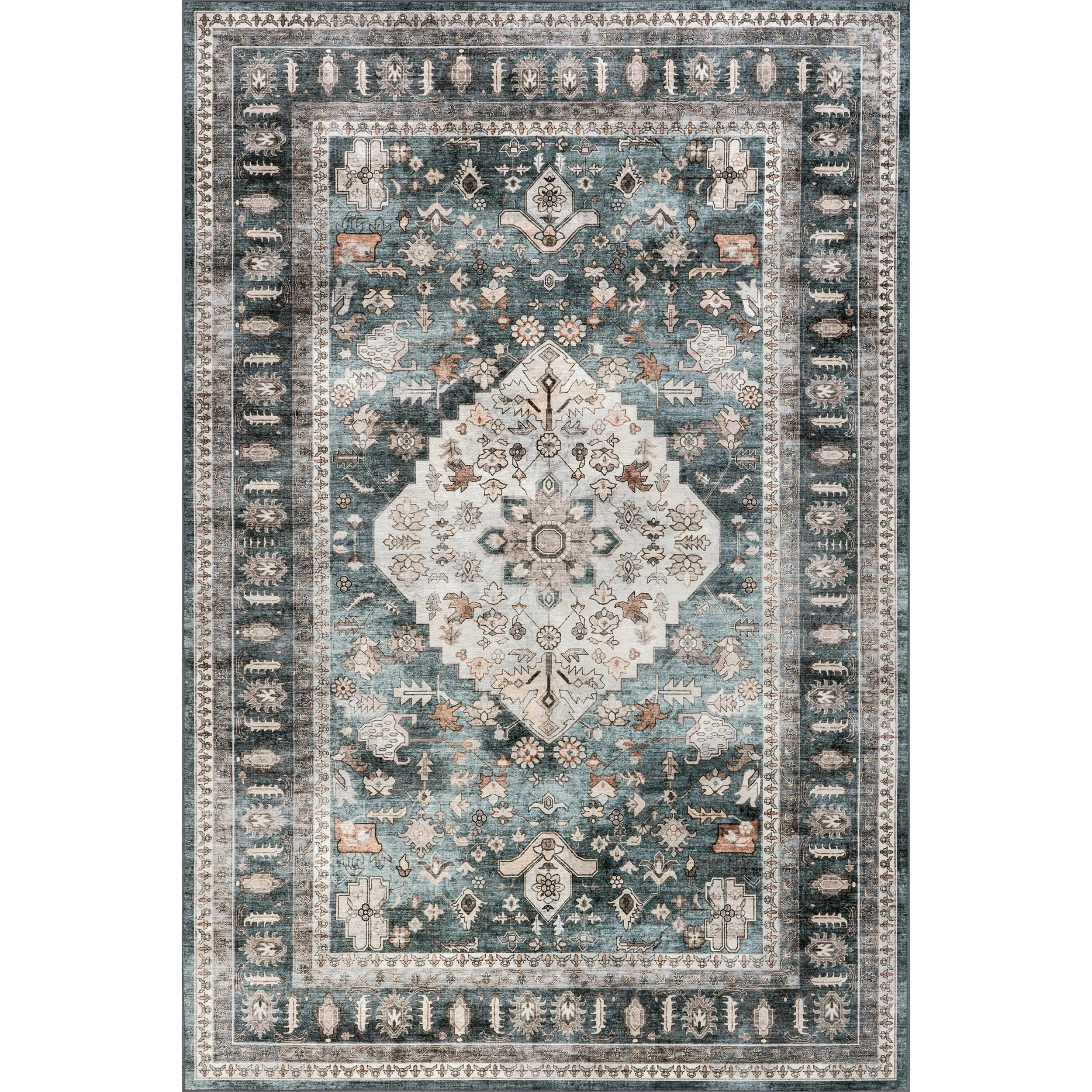 Nuloom Delisa Vintage Stain-Resistant Machine Washable Area Rug