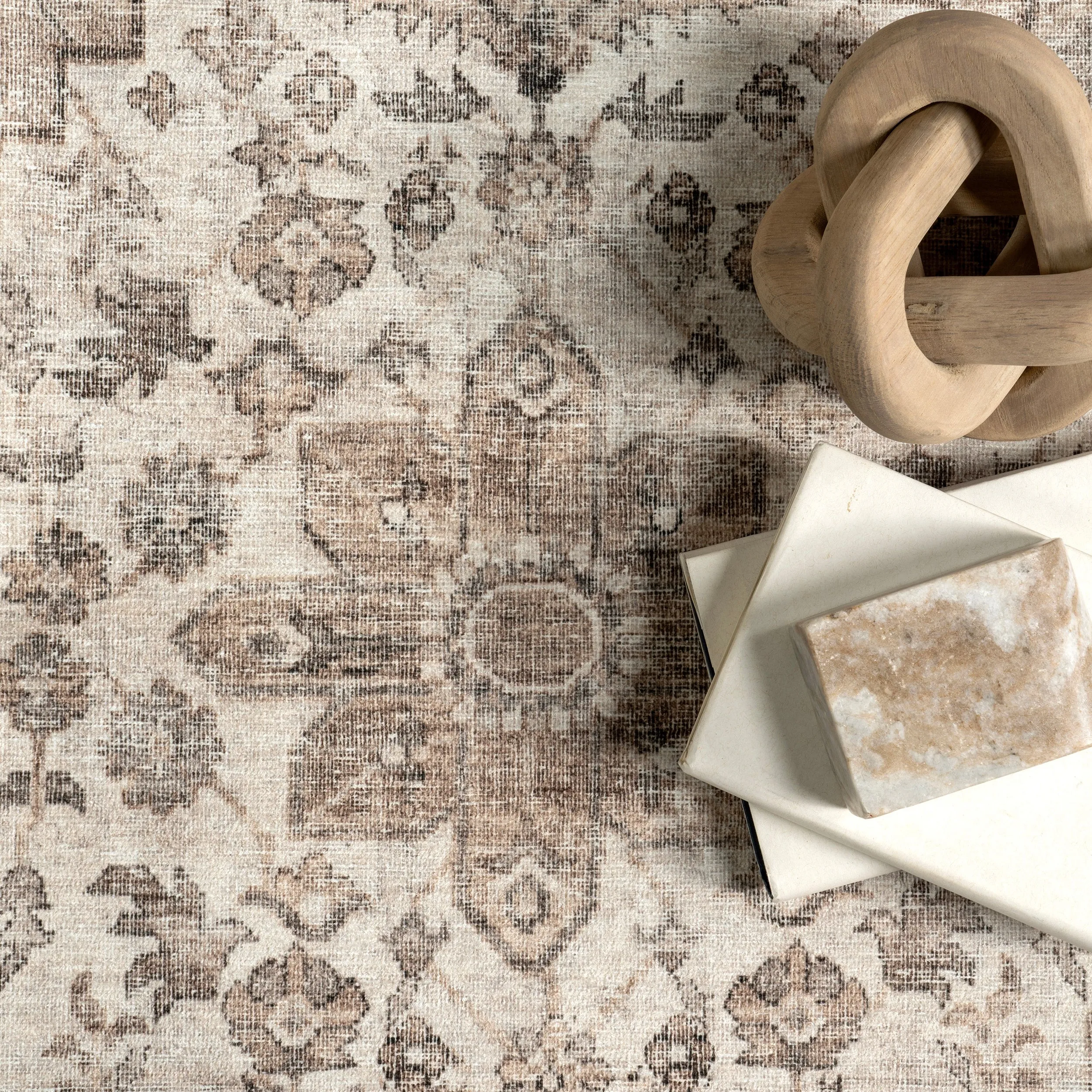 Nuloom Delisa Vintage Stain-Resistant Machine Washable Area Rug