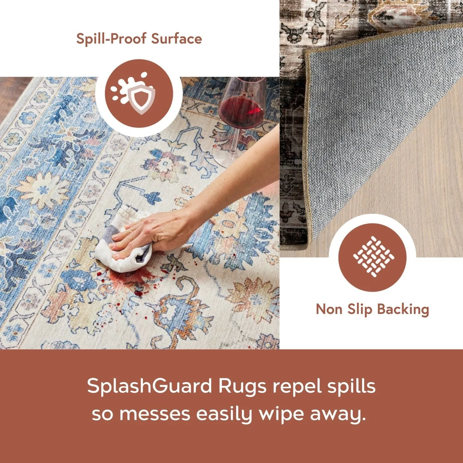 Nuloom Delisa Vintage Stain-Resistant Machine Washable Area Rug