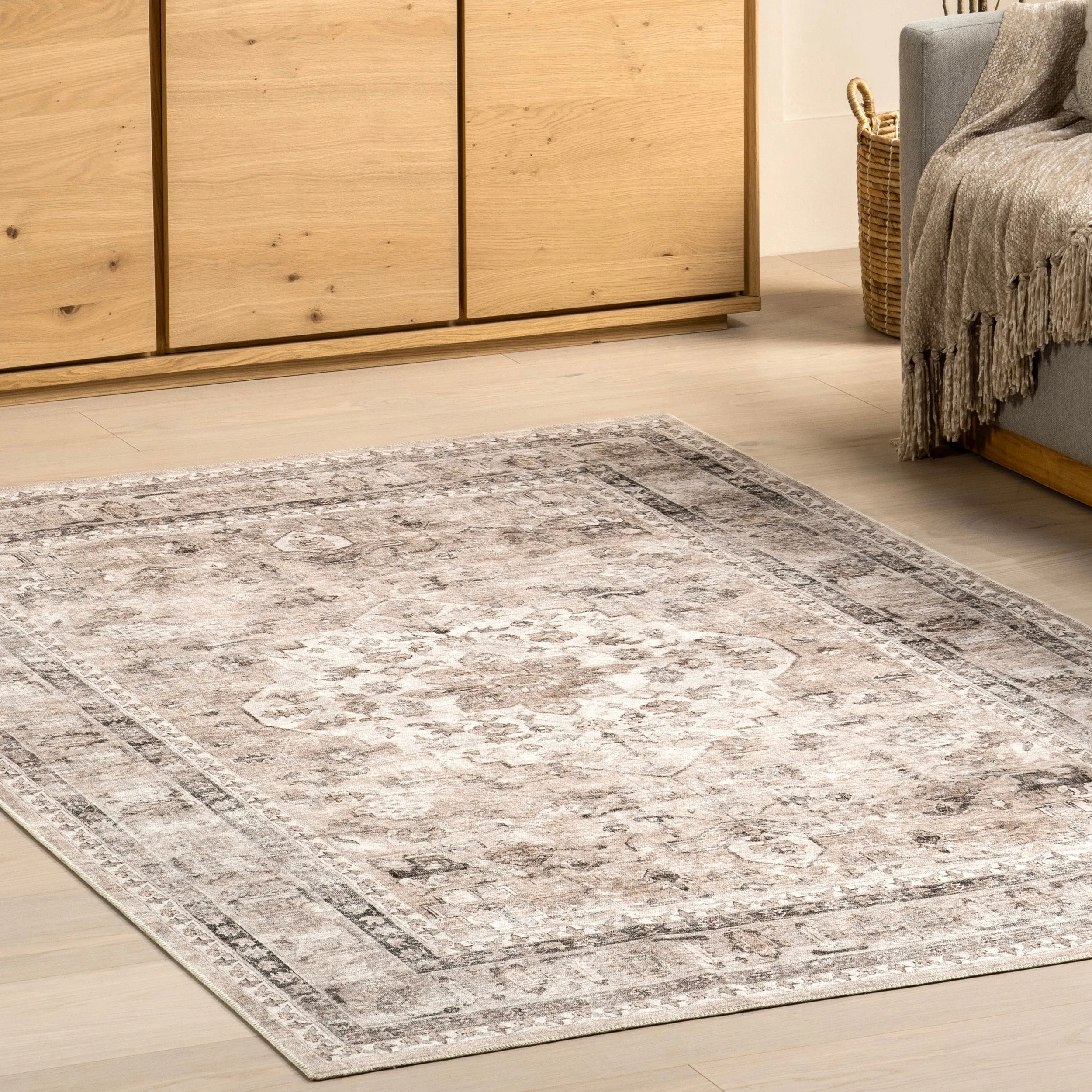 Nuloom Delisa Vintage Stain-Resistant Machine Washable Area Rug