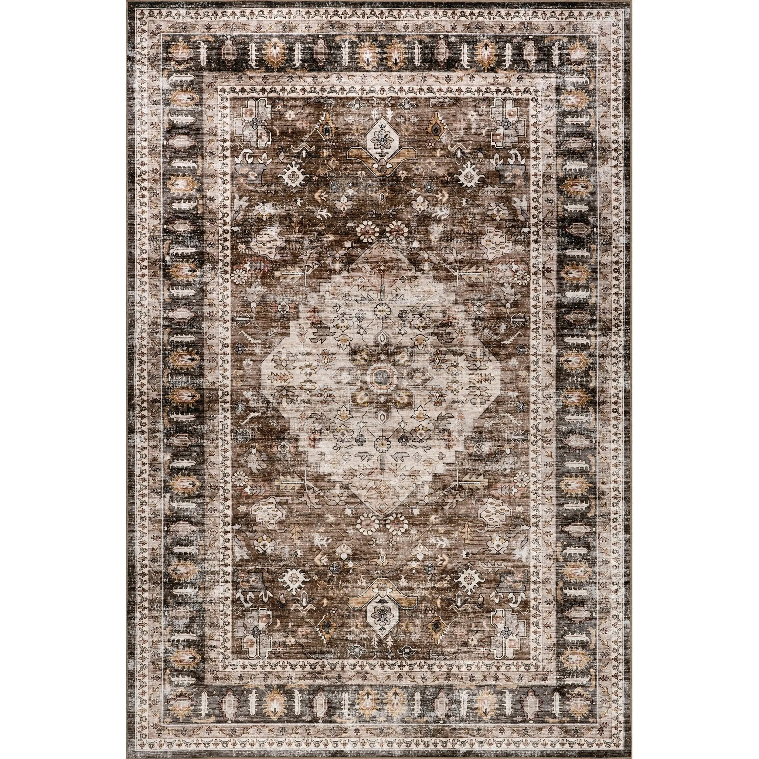 Nuloom Delisa Vintage Stain-Resistant Machine Washable Area Rug