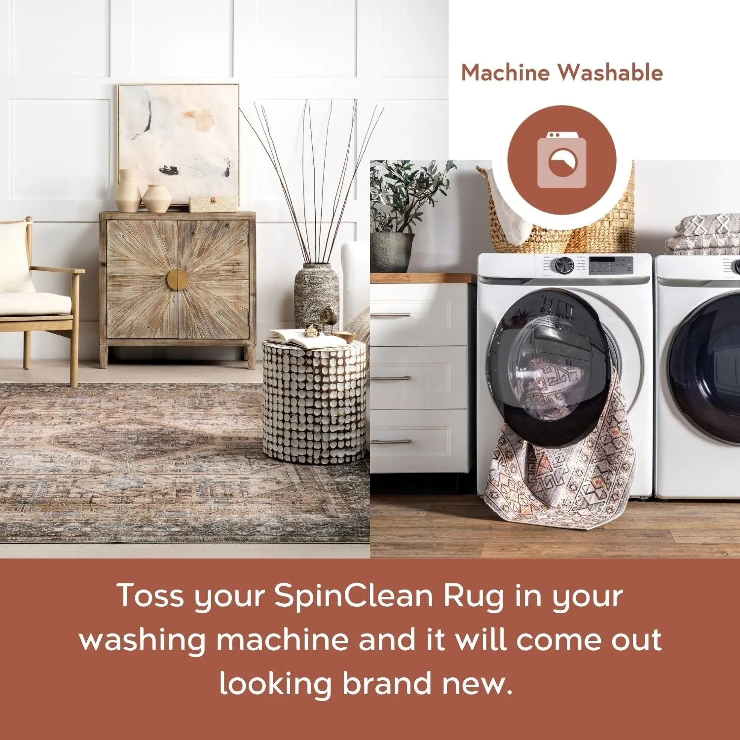 Nuloom Devin SpinClean Machine Washable Vintage Medallion Area Rug
