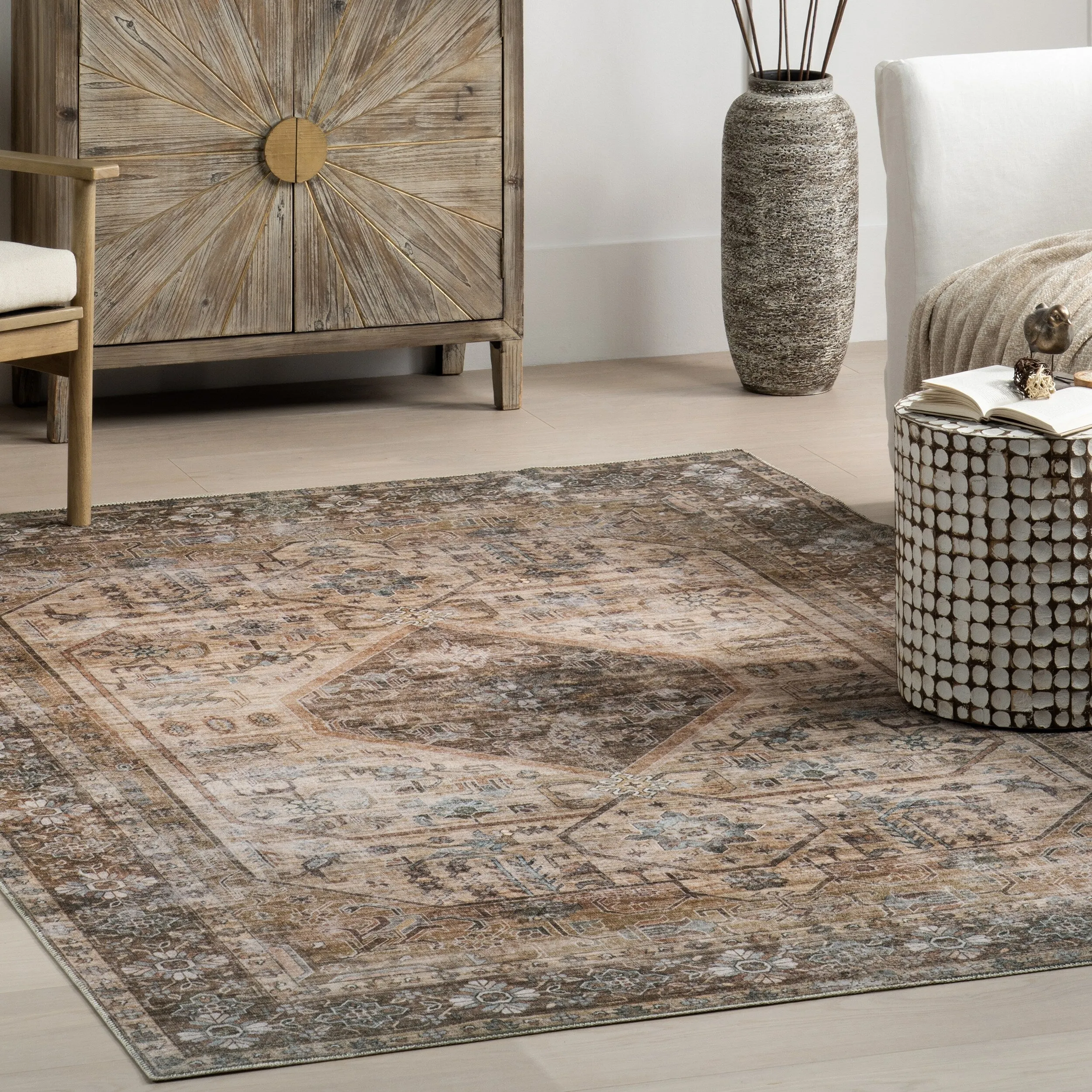 Nuloom Devin SpinClean Machine Washable Vintage Medallion Area Rug