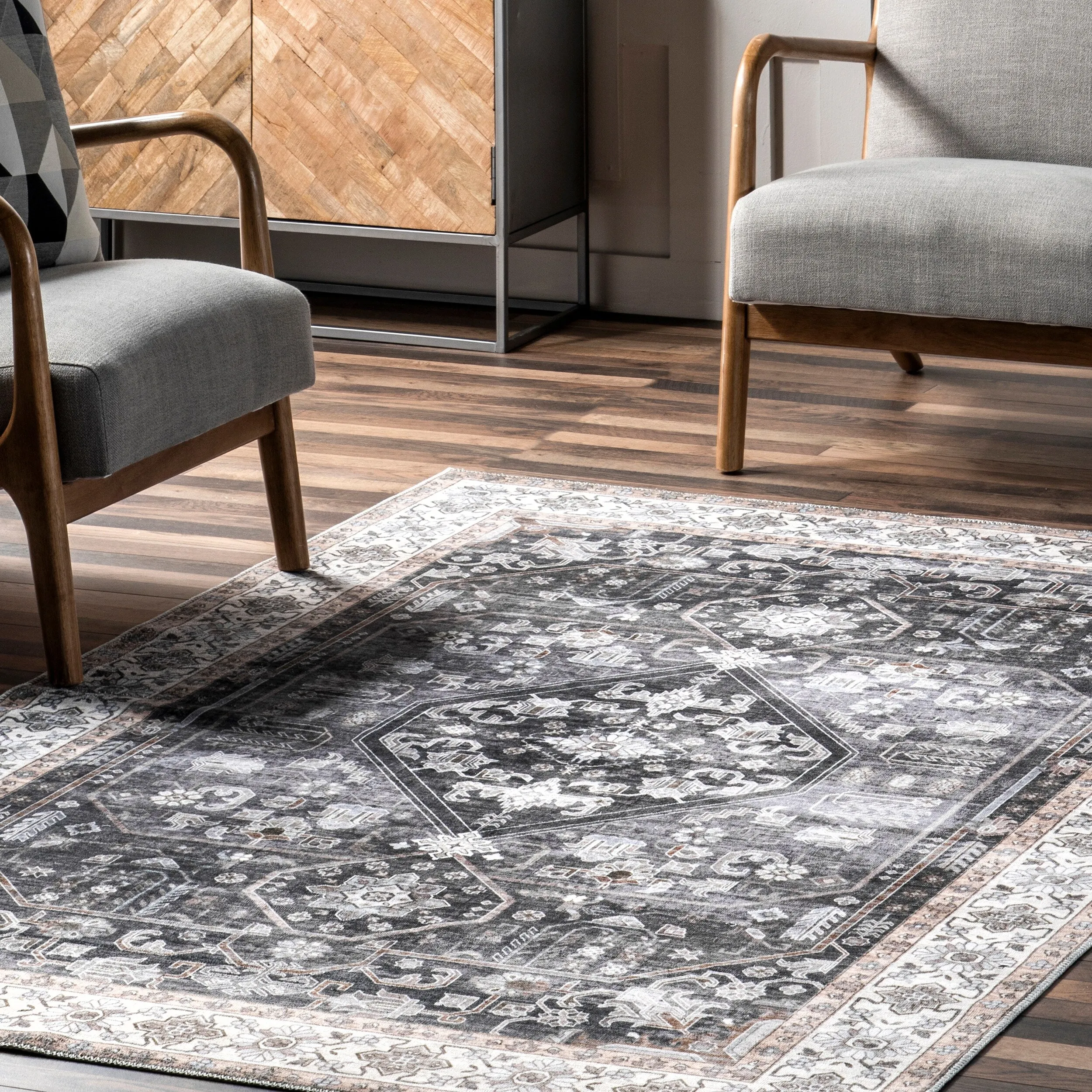 Nuloom Devin SpinClean Machine Washable Vintage Medallion Area Rug