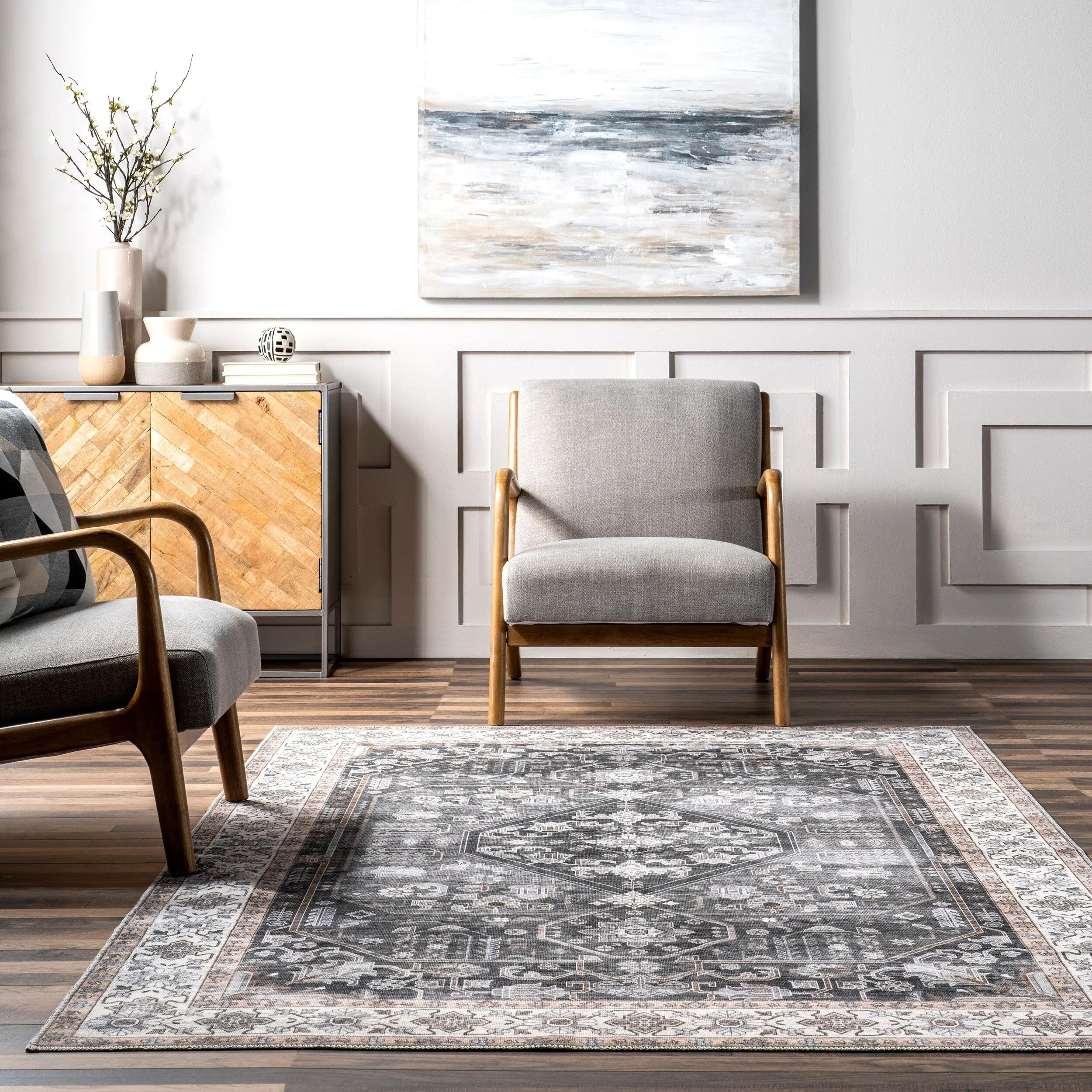 Nuloom Devin SpinClean Machine Washable Vintage Medallion Area Rug