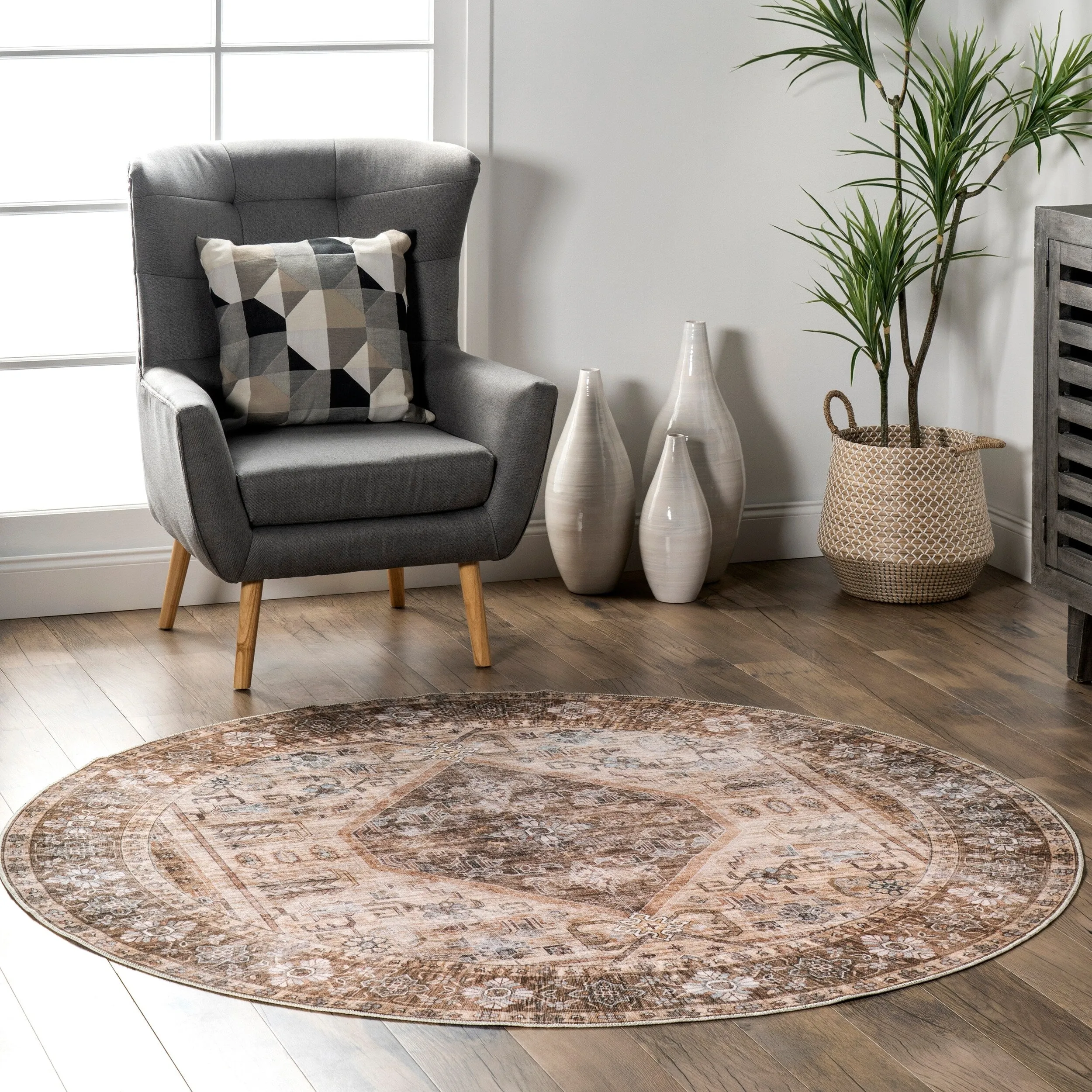 Nuloom Devin SpinClean Machine Washable Vintage Medallion Area Rug