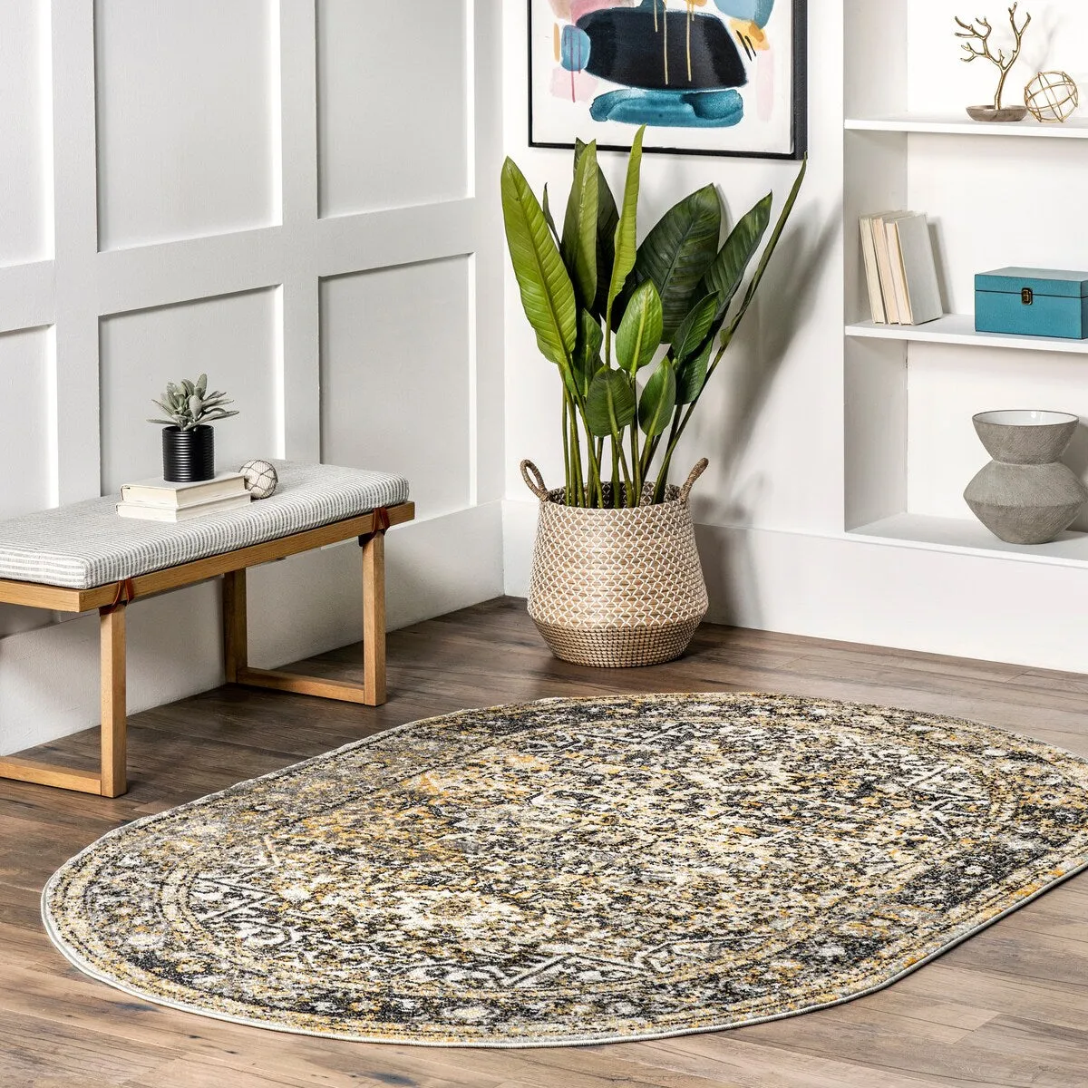 Nuloom Distressed Vintage Faded Floral Area Rug