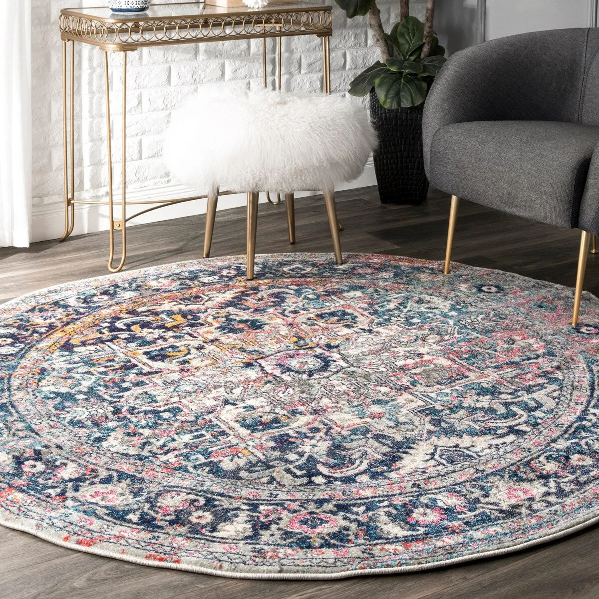 Nuloom Distressed Vintage Faded Floral Area Rug