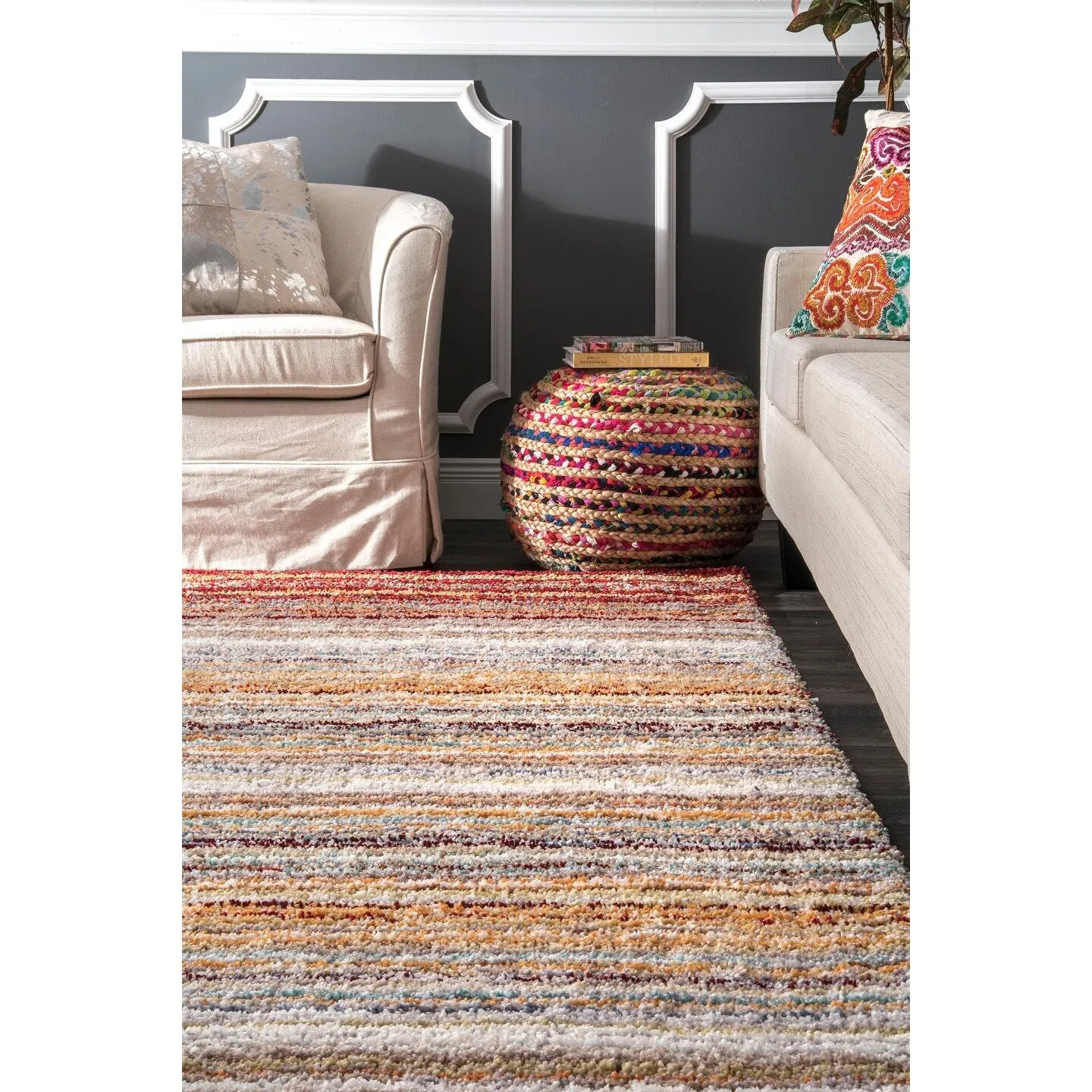 Nuloom Drey Striped Shag Area Rug