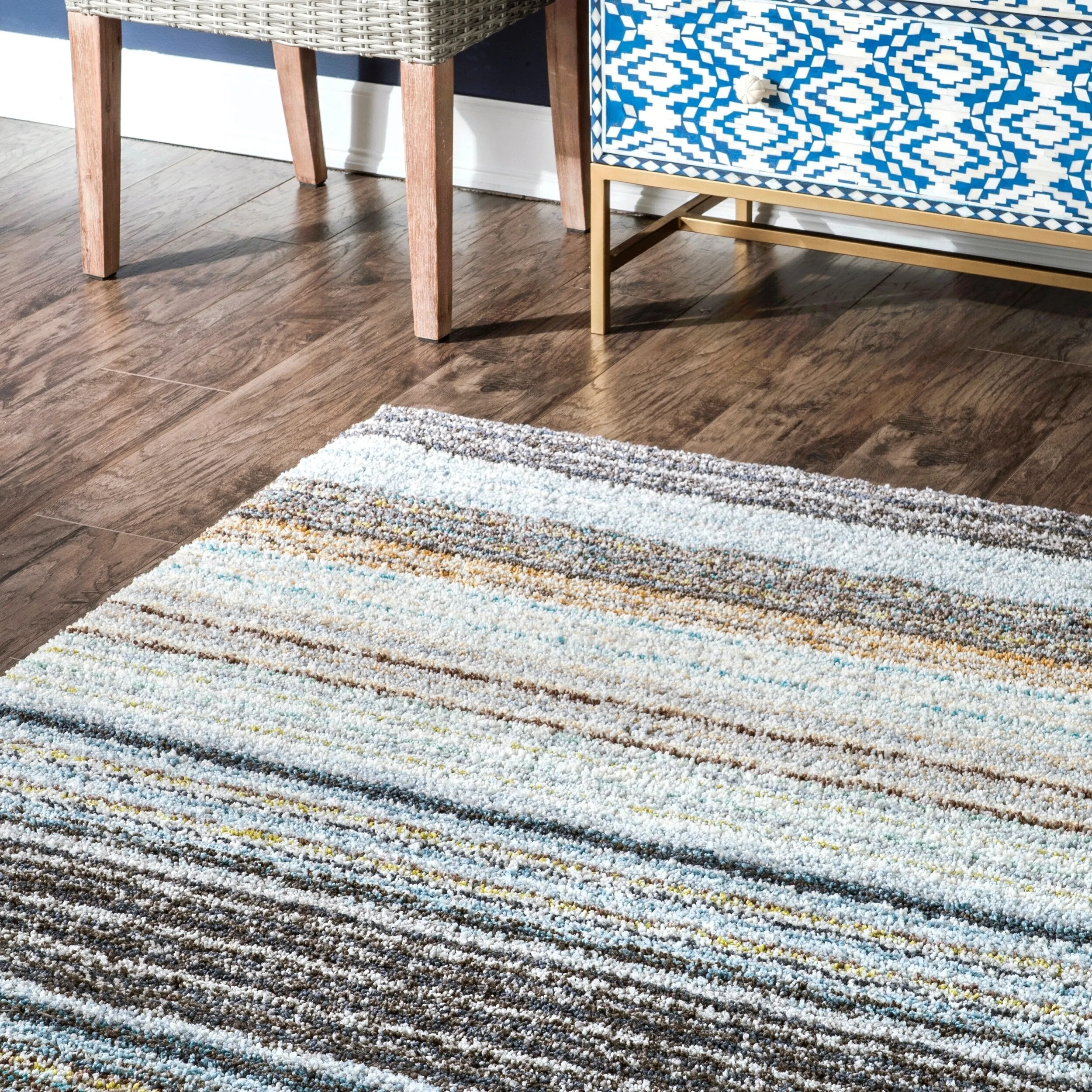 Nuloom Drey Striped Shag Area Rug