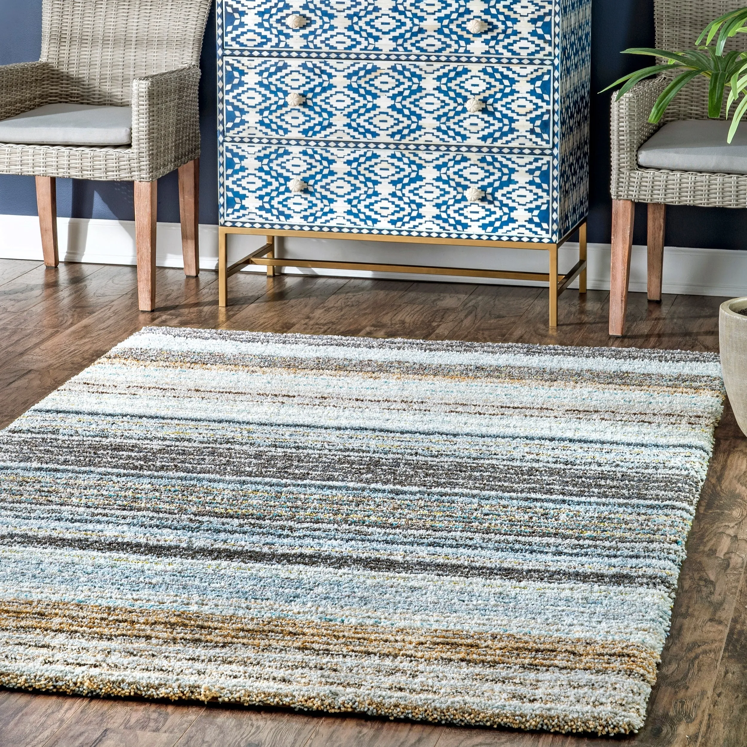 Nuloom Drey Striped Shag Area Rug