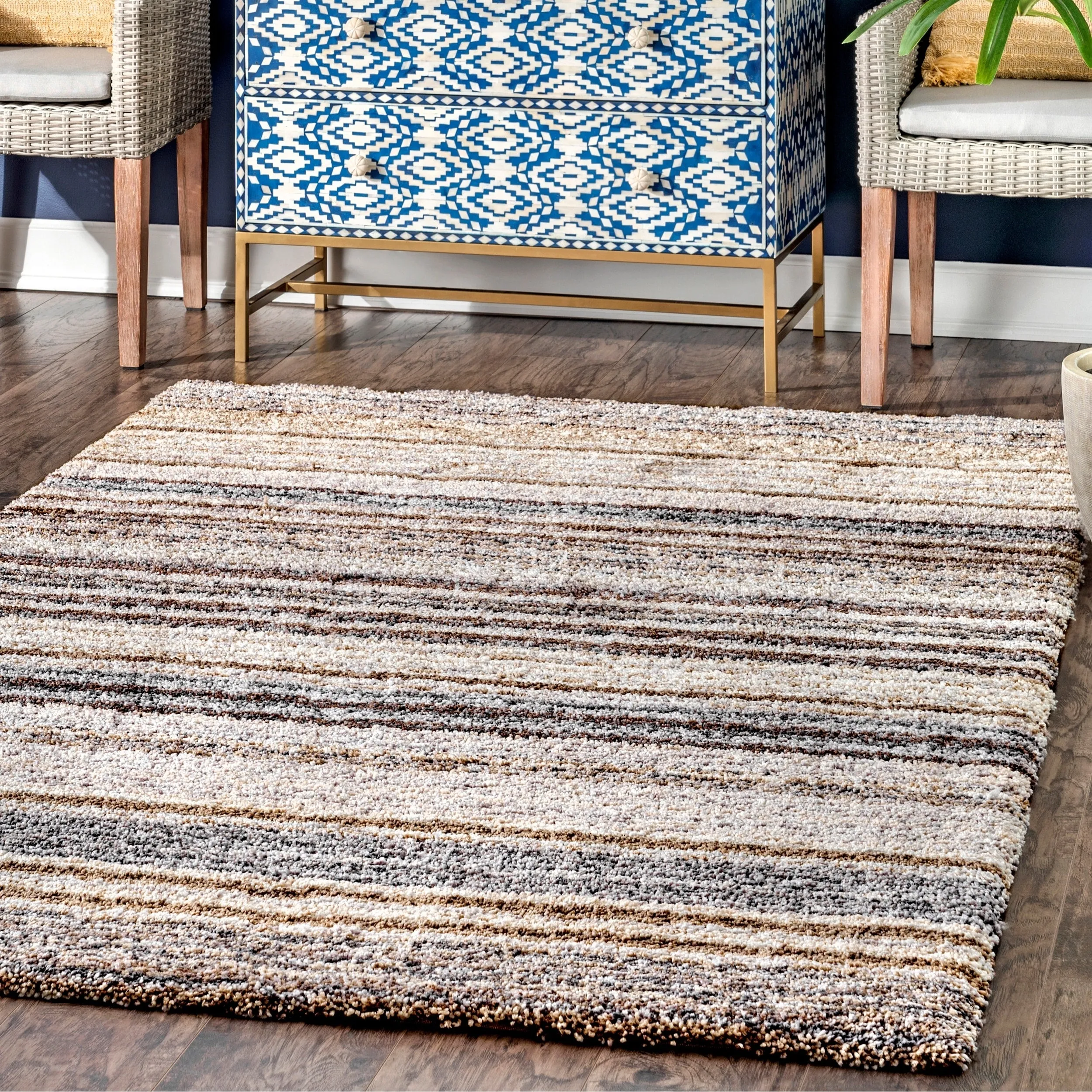 Nuloom Drey Striped Shag Area Rug