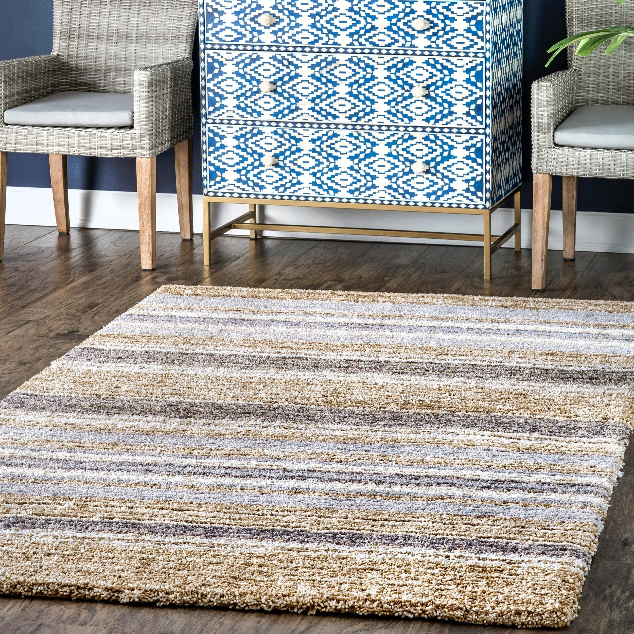 Nuloom Drey Striped Shag Area Rug