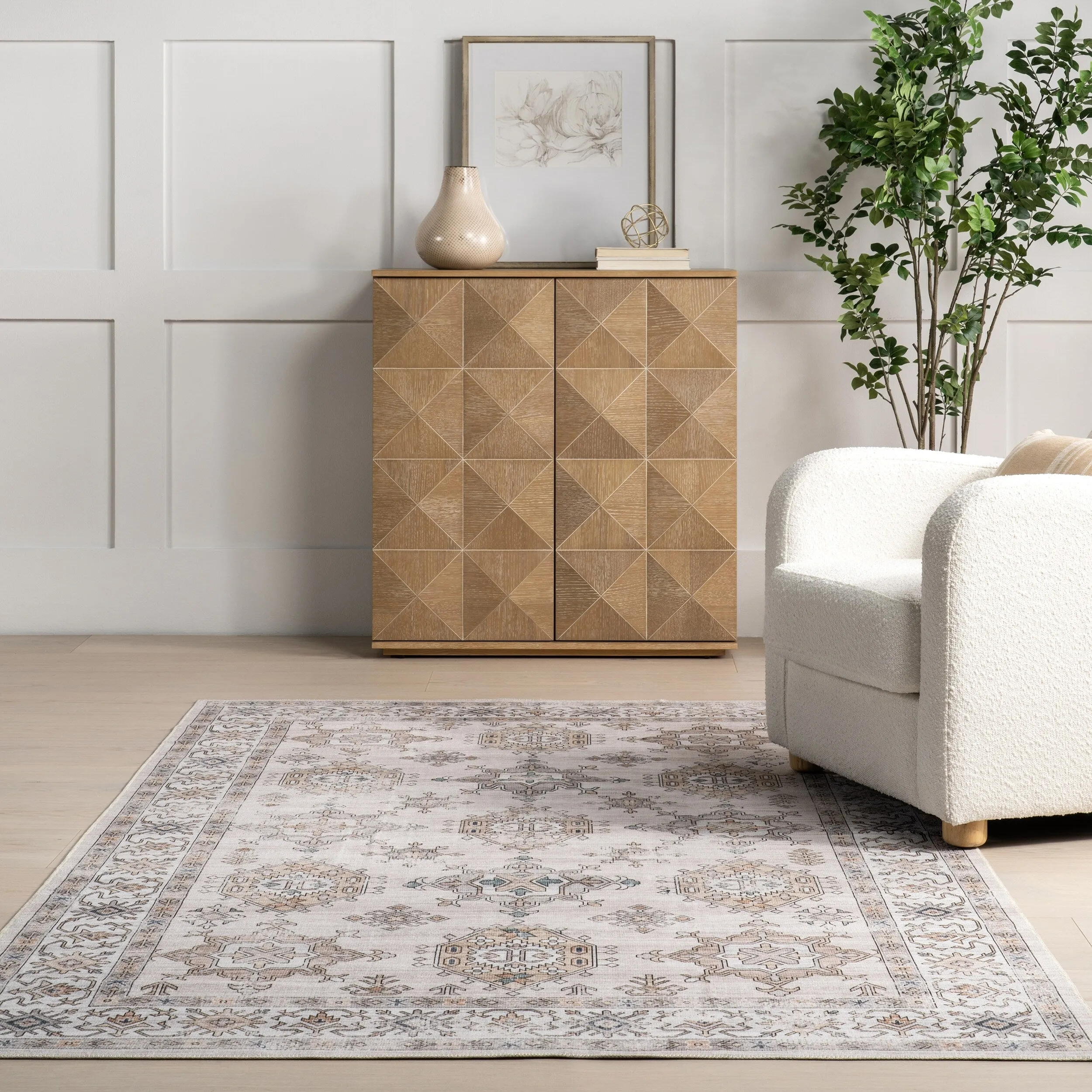 Nuloom Finley SpinClean Machine Washable Vintage Distressed Area Rug