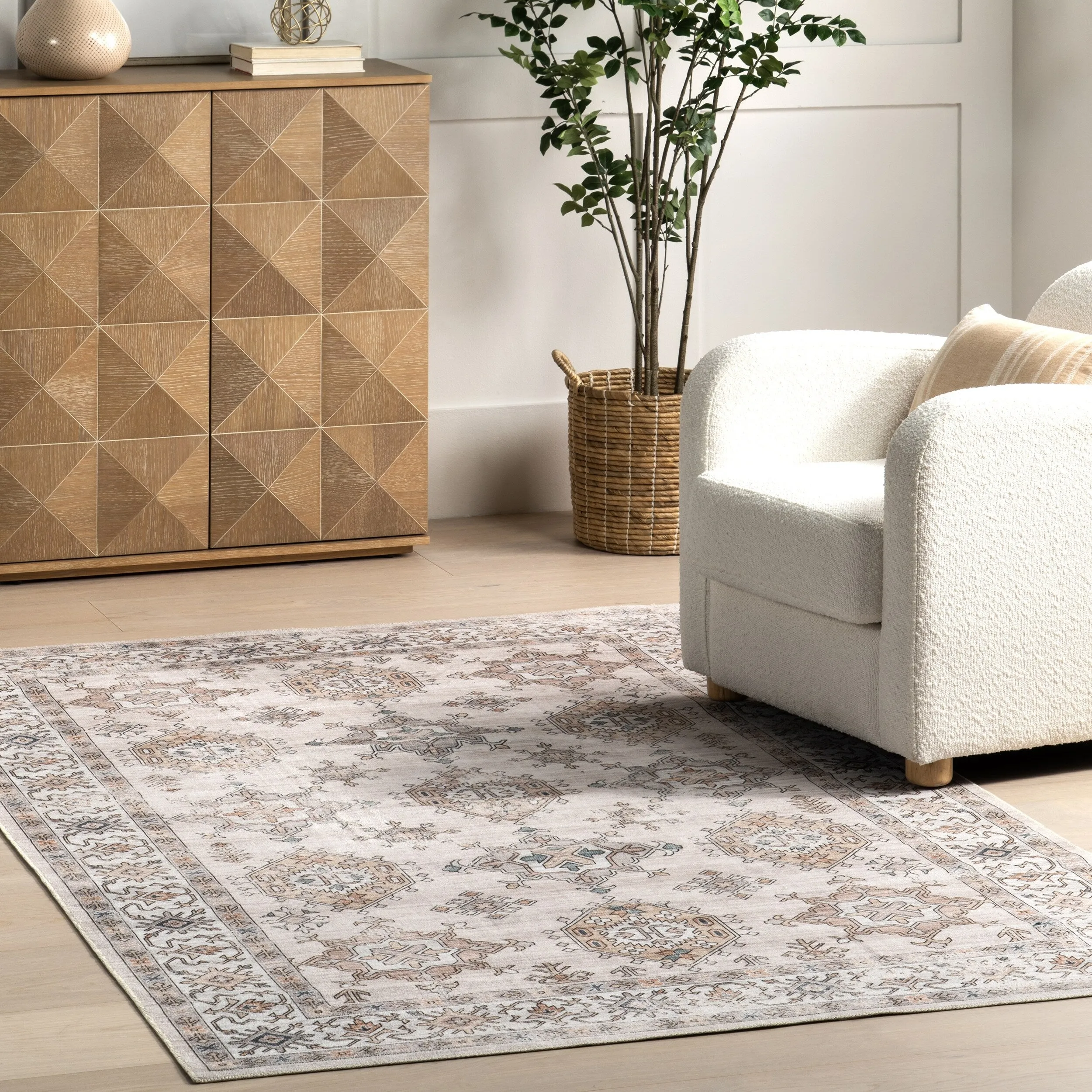 Nuloom Finley SpinClean Machine Washable Vintage Distressed Area Rug
