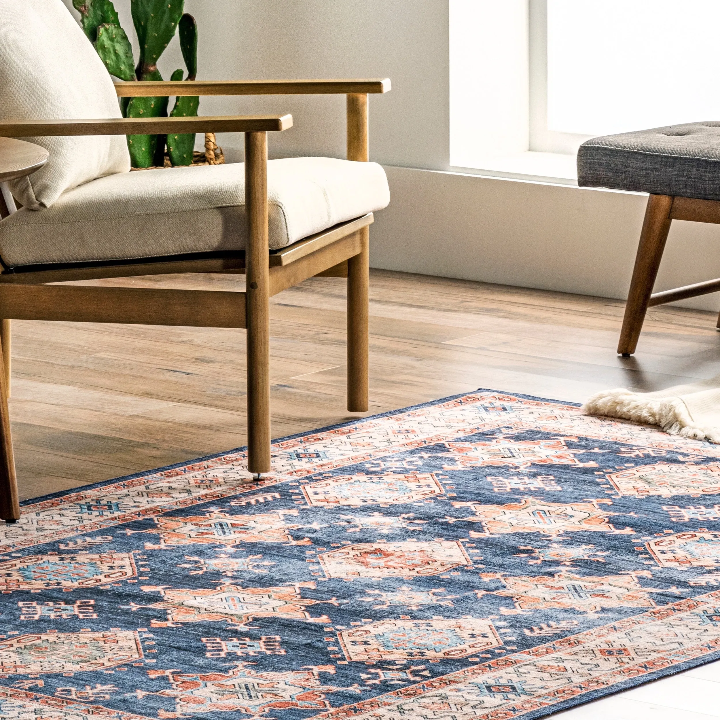 Nuloom Finley SpinClean Machine Washable Vintage Distressed Area Rug