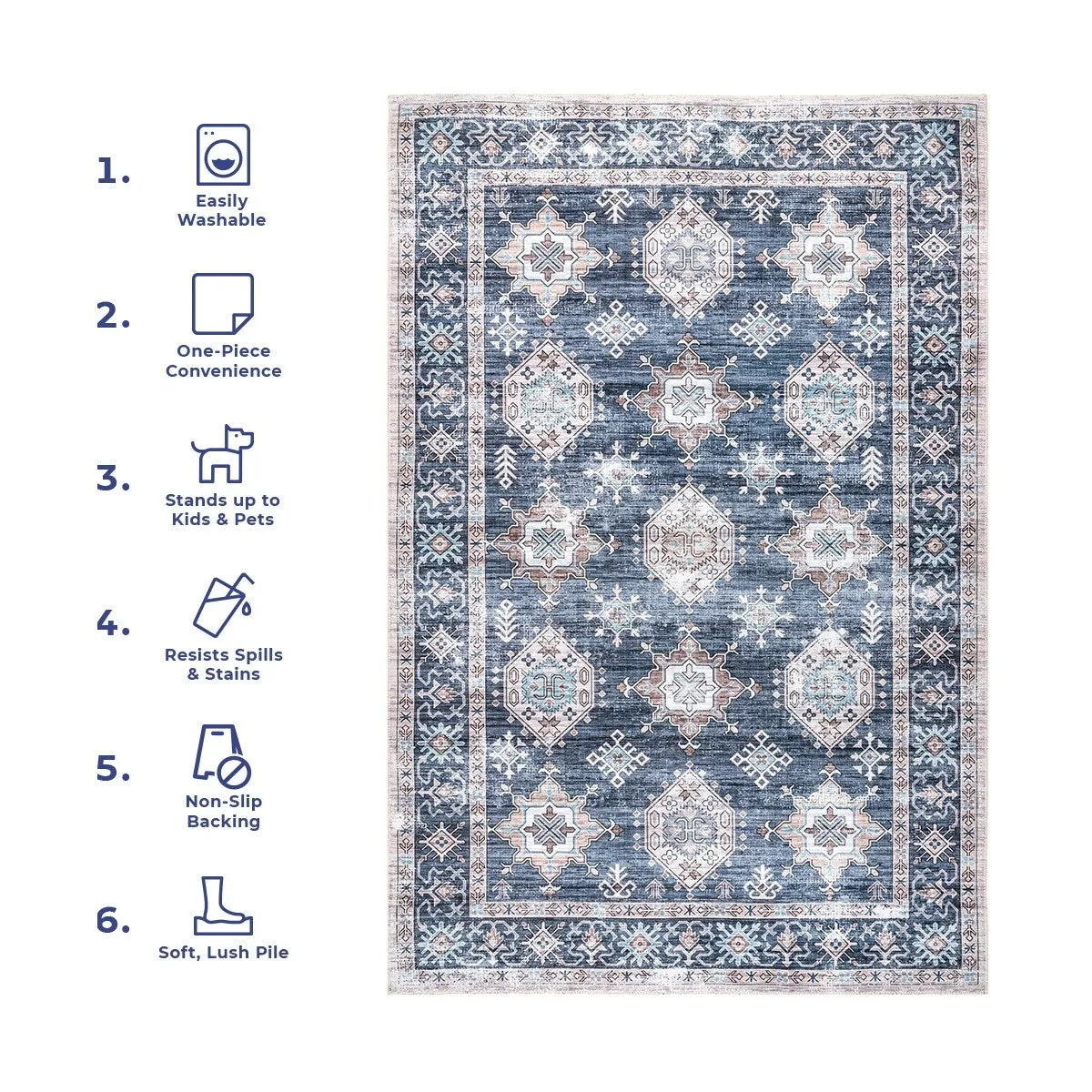 Nuloom Finley SpinClean Machine Washable Vintage Distressed Area Rug