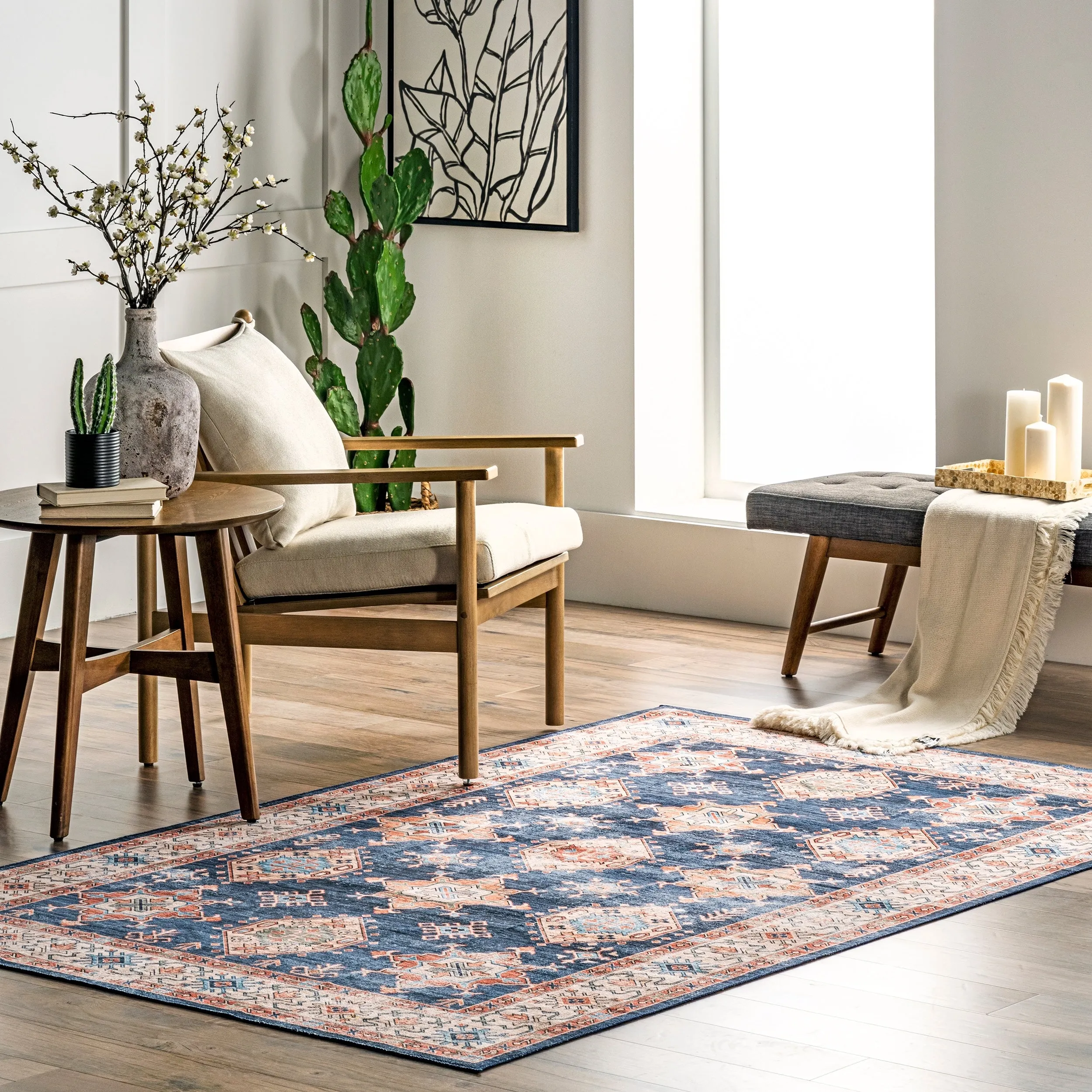 Nuloom Finley SpinClean Machine Washable Vintage Distressed Area Rug