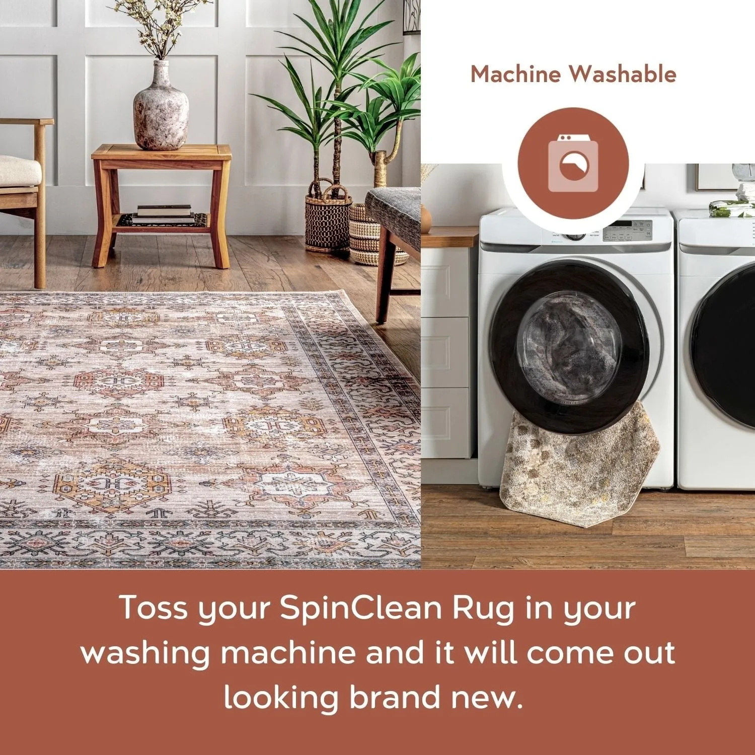 Nuloom Finley SpinClean Machine Washable Vintage Distressed Area Rug