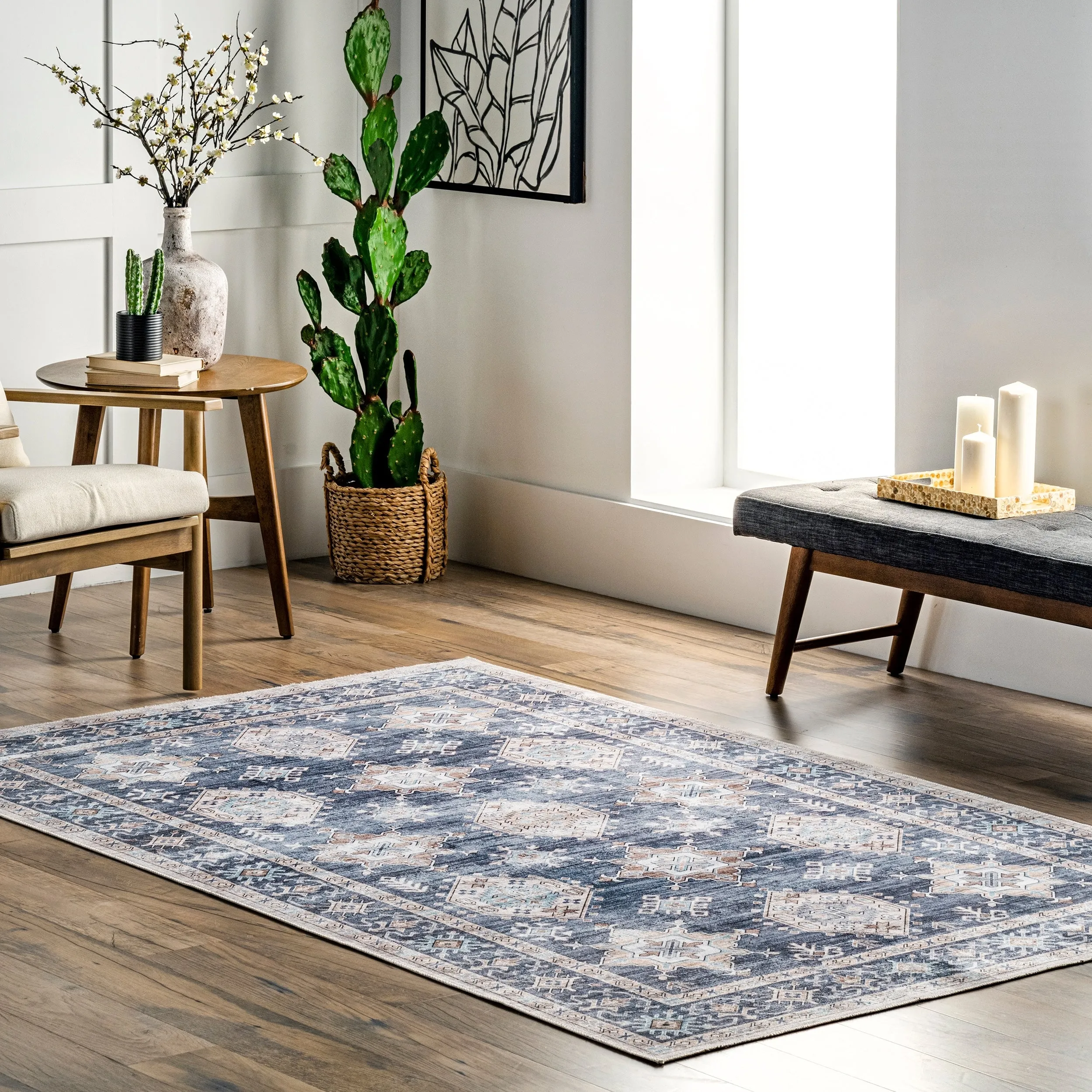 Nuloom Finley SpinClean Machine Washable Vintage Distressed Area Rug