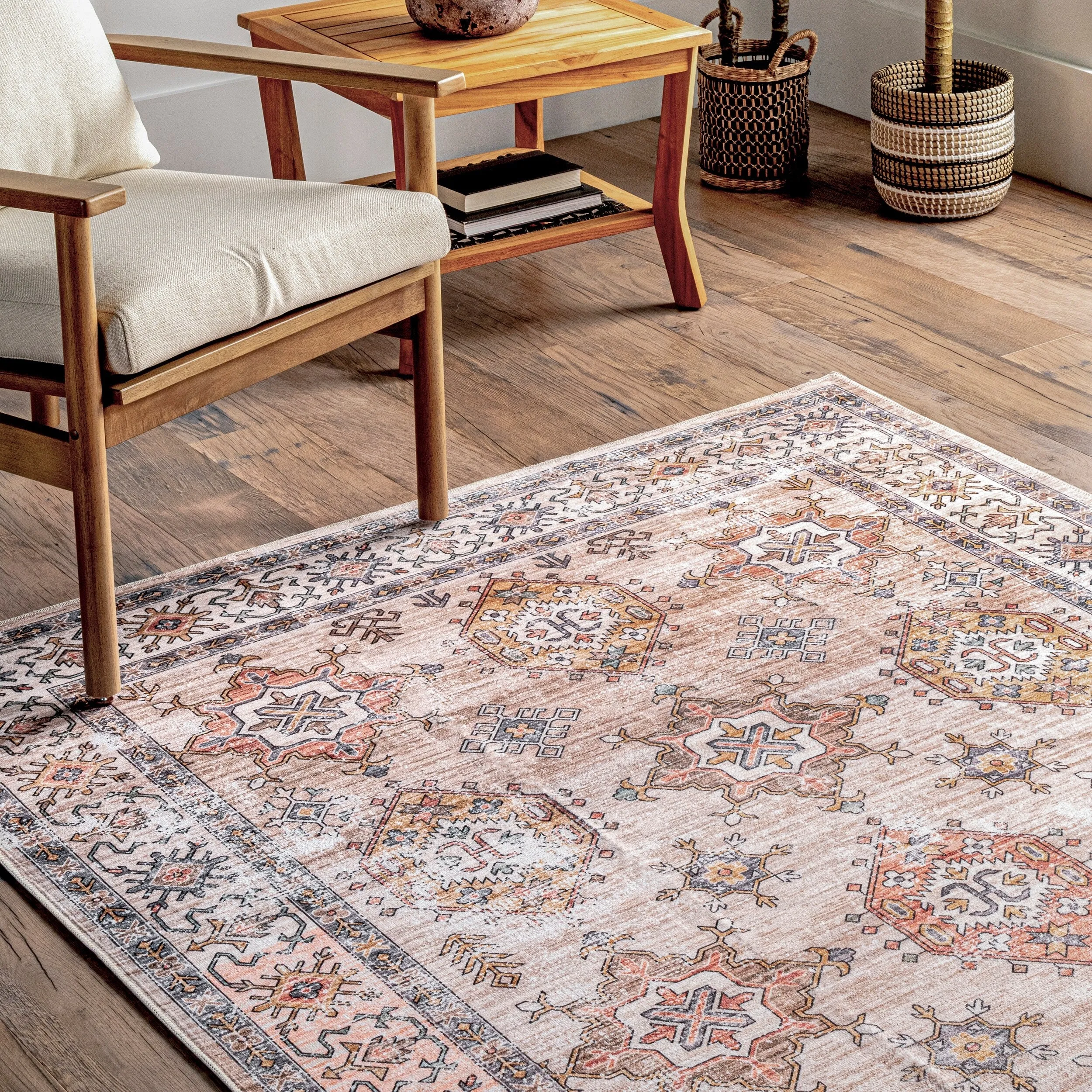 Nuloom Finley SpinClean Machine Washable Vintage Distressed Area Rug