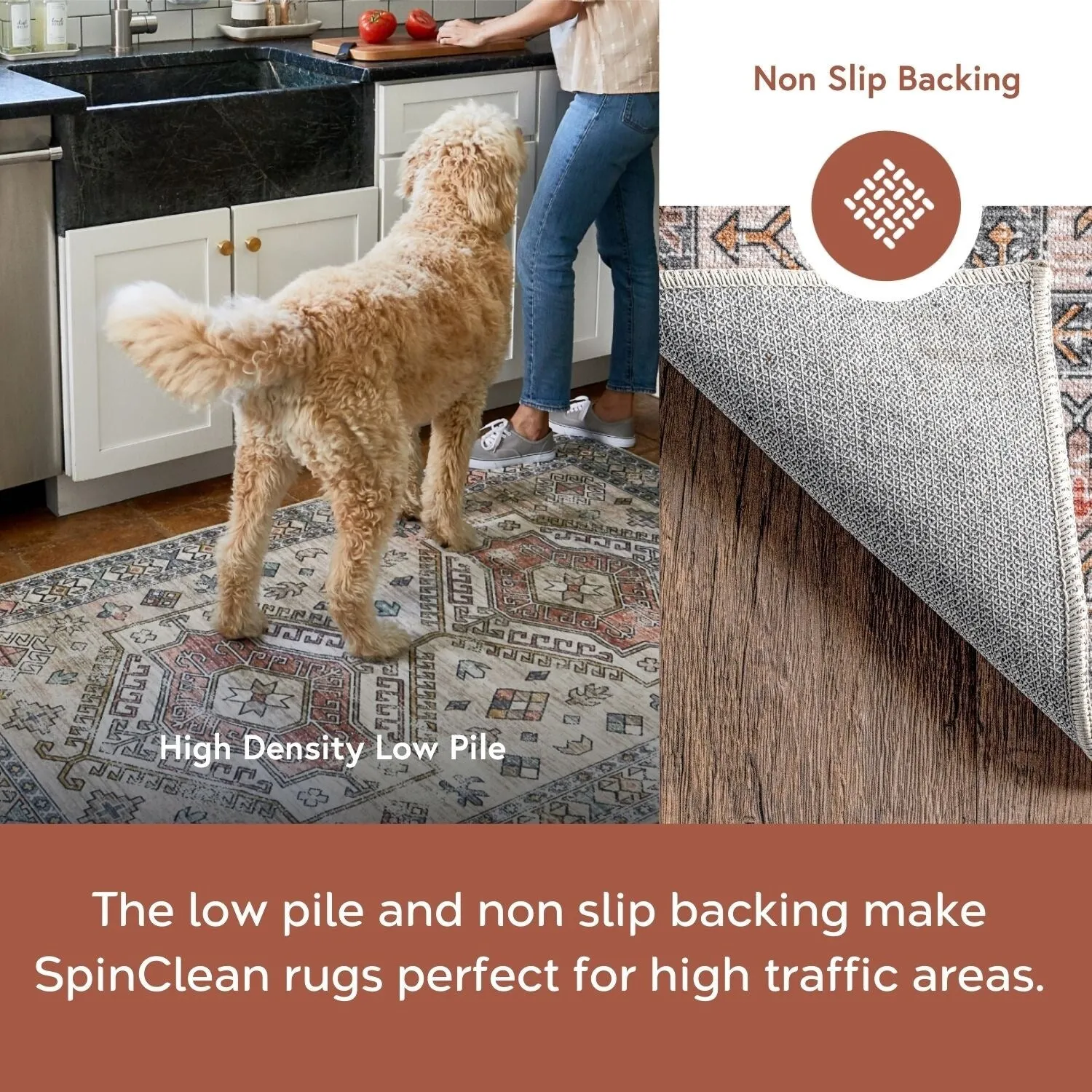 Nuloom Finley SpinClean Machine Washable Vintage Distressed Area Rug
