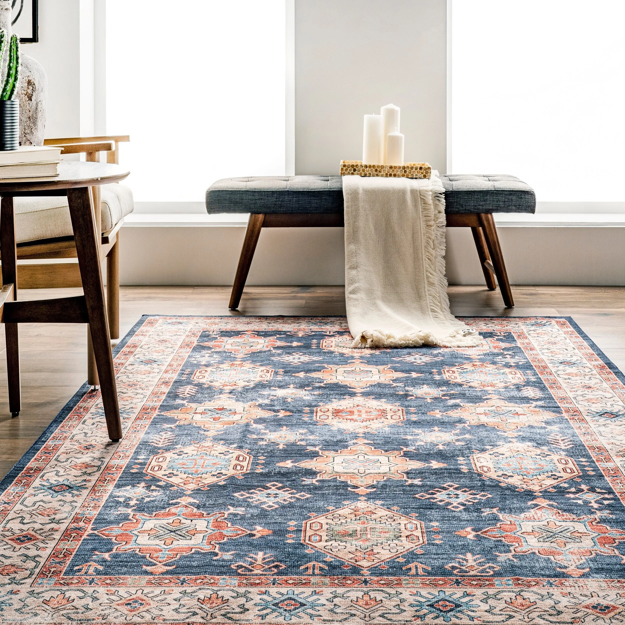 Nuloom Finley SpinClean Machine Washable Vintage Distressed Area Rug