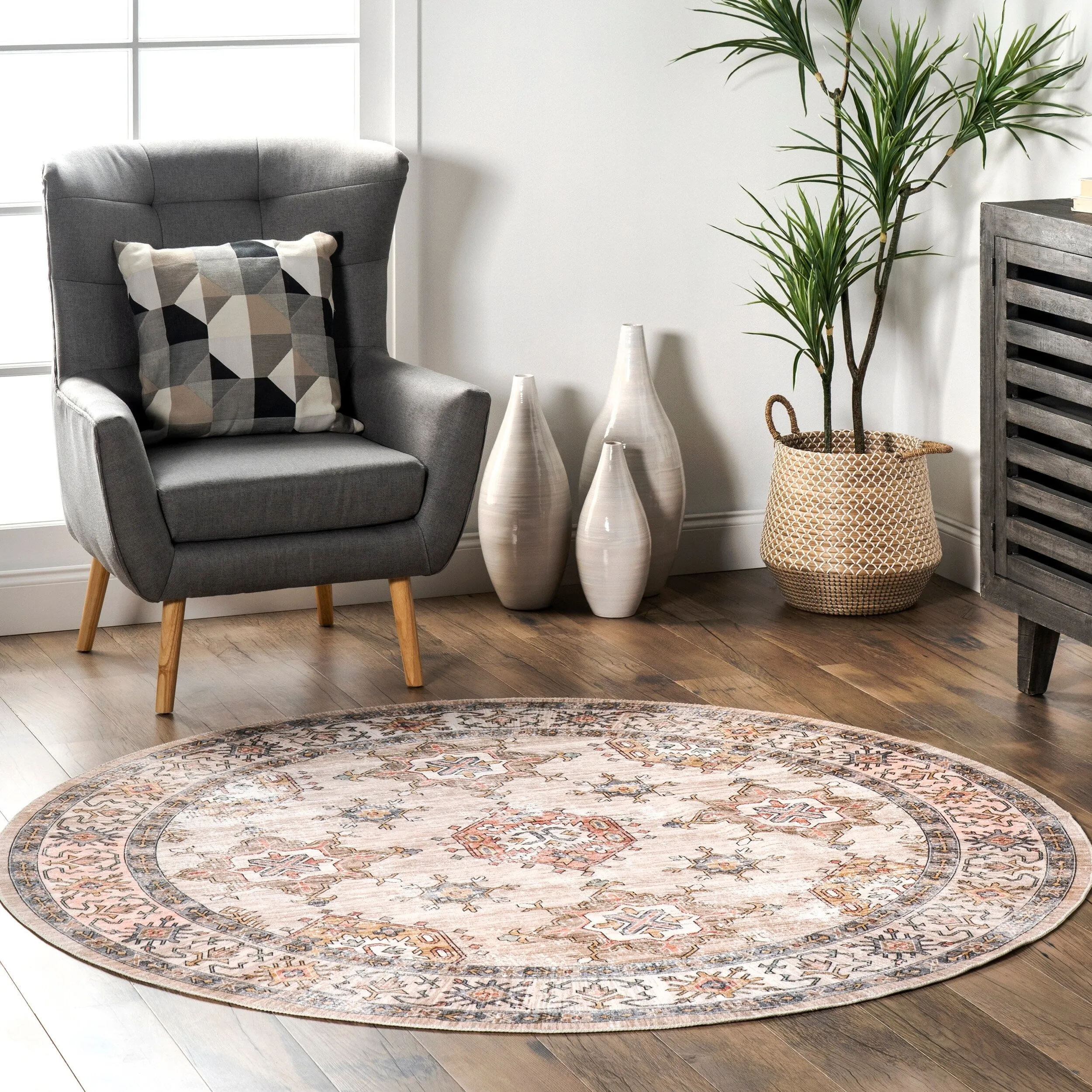 Nuloom Finley SpinClean Machine Washable Vintage Distressed Area Rug