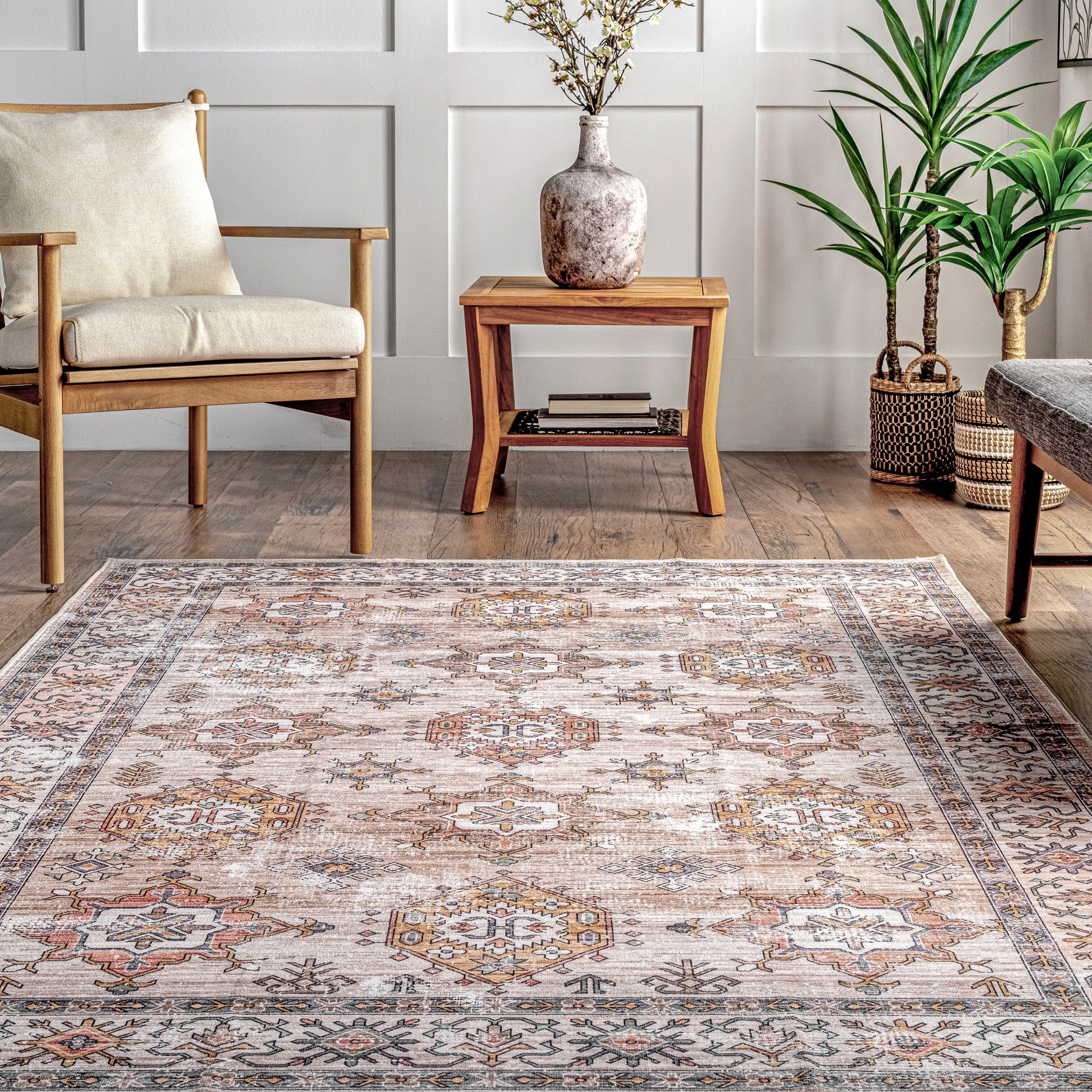 Nuloom Finley SpinClean Machine Washable Vintage Distressed Area Rug