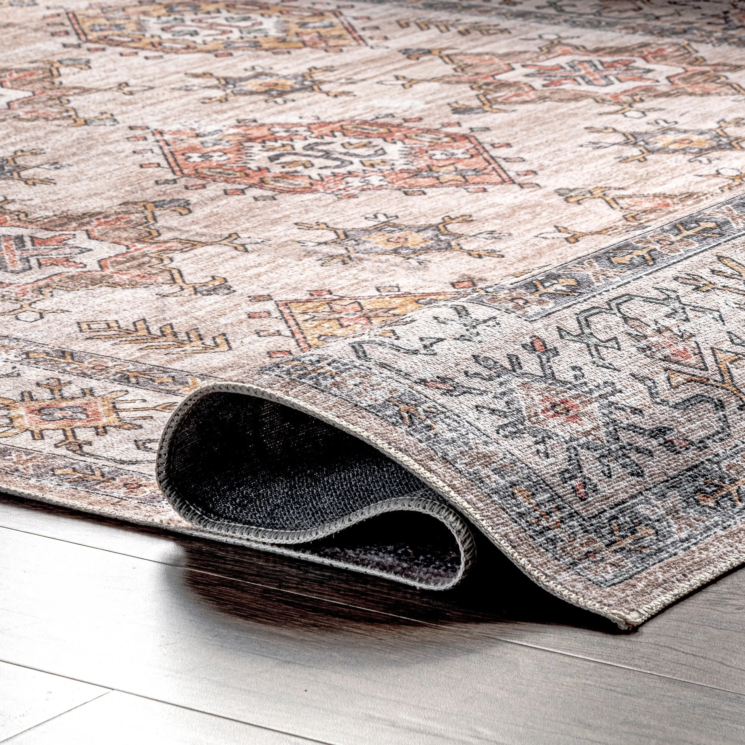 Nuloom Finley SpinClean Machine Washable Vintage Distressed Area Rug