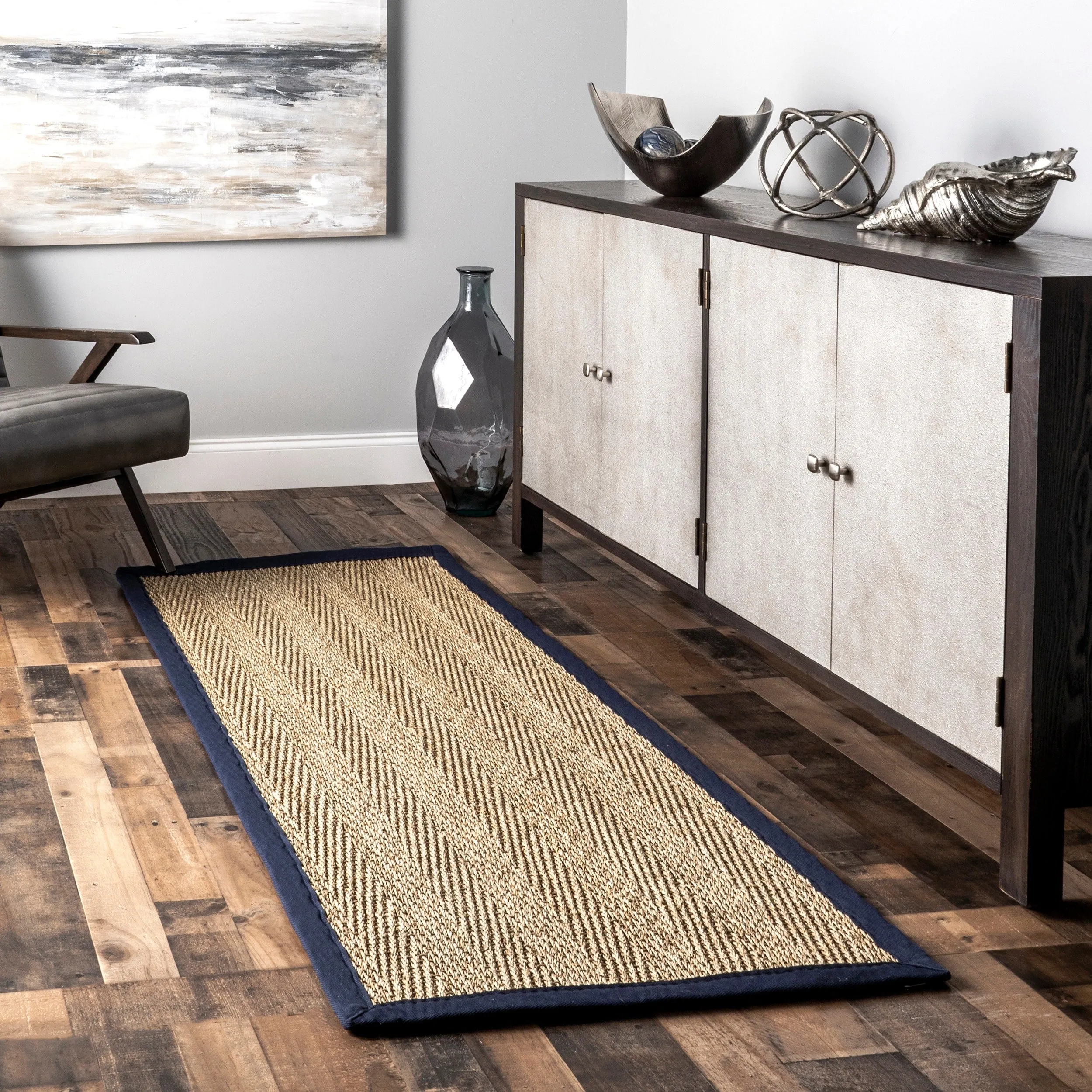 Nuloom Geometric Natural Fiber Seagrass Chevron Area Rug