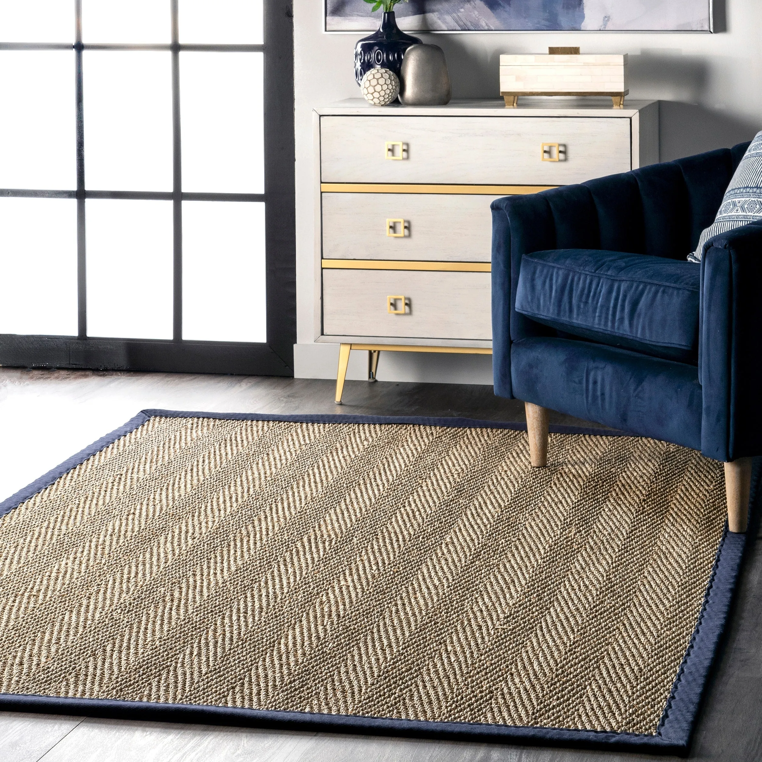 Nuloom Geometric Natural Fiber Seagrass Chevron Area Rug