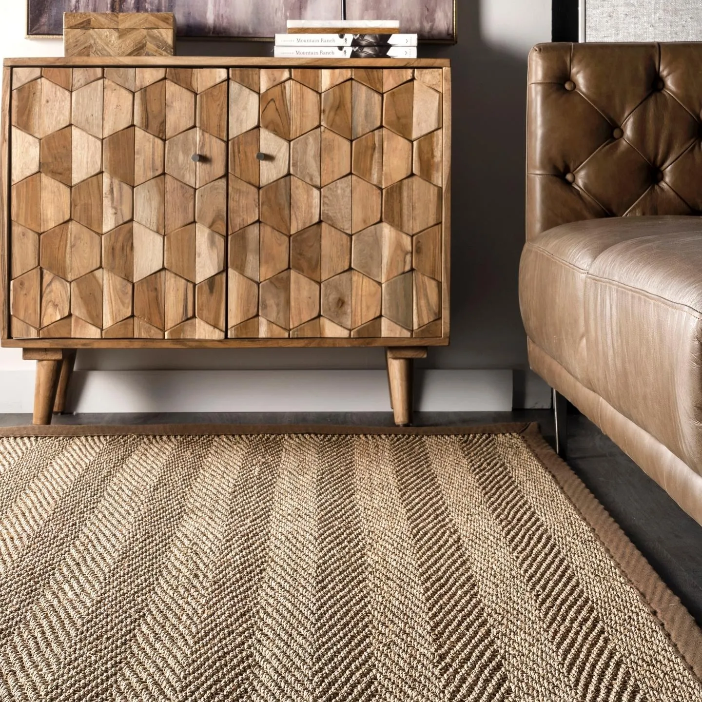 Nuloom Geometric Natural Fiber Seagrass Chevron Area Rug
